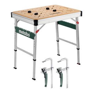 Metabo MWB 100 Multifunktionstisch mobile Werkbank robuste MDF-Tischplatte + 2x Schnellspannzwinge