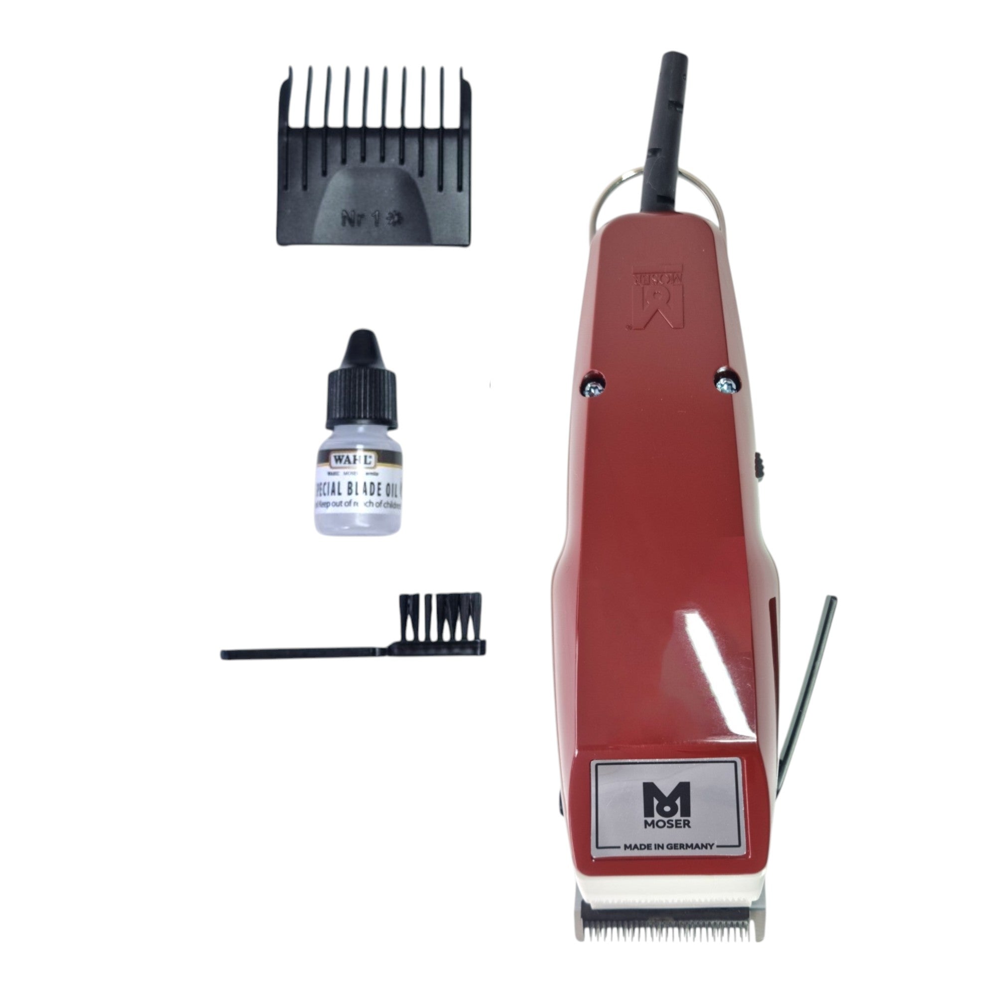 Moser 1400 Haarschneidemaschine 0 7 3 mm bordeaux 1400 0050 Aufsteckkamm 4 5 mm 0 - toolbrothers