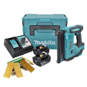 Makita DBN 500 RTJ Akku Stauchkopfnagler 18 V 15-50 mm + 2x Akku 5,0 Ah + Ladegerät + Makpac + Stauchkopfnägel 50 mm 20000 Stück