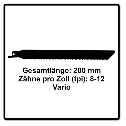 Komet Säbelsägeblatt PALLETS 200mm 8-12tpi 5 Stk. ( 501.396 ) HSS-Bi-Metall Vario - Toolbrothers