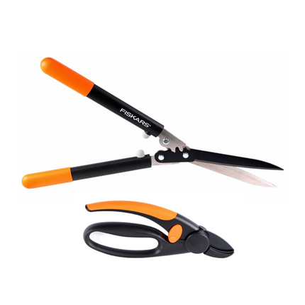 Fiskars Set 1x HS92 PowerGear Heckenschere  + 1x Fiskars P43 Amboss Gartenschere 20 mm - Toolbrothers