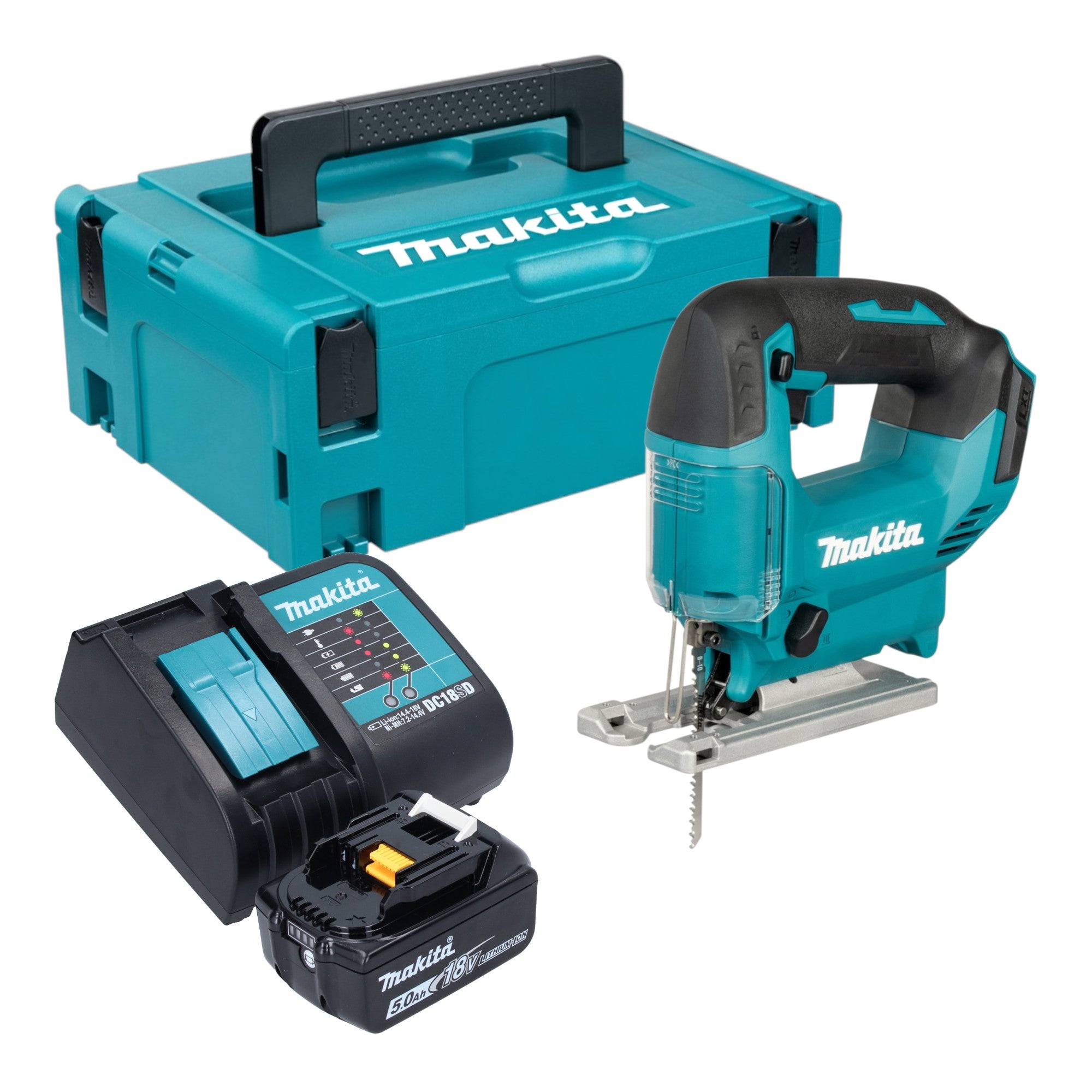 Makita DJV 186 ST1J Akku Pendelhubstichsaege 18 V 1x Akku 5 0 Ah Ladegeraet Makpac 0 - toolbrothers