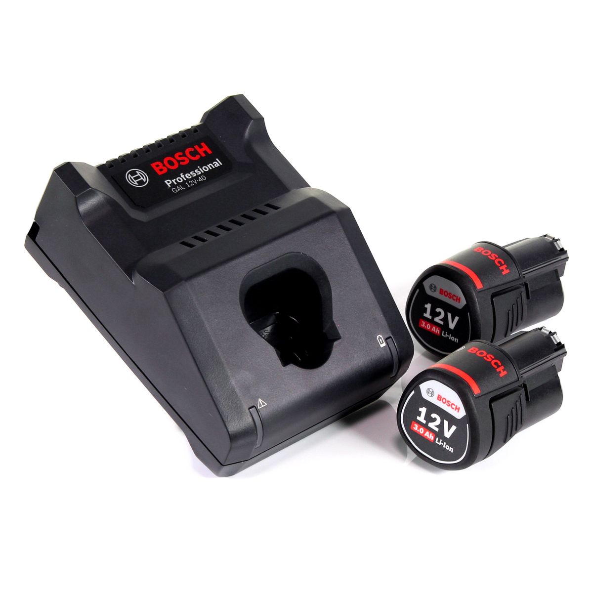 Bosch GAL 12V-40 Professional Schnell Ladegerät  für 12V Akkus ( 1600A019R3 ) + 2x 3,0 Ah Akku  ( 1600A00X79 )