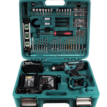 Makita DDF 485 SFTK Akku Bohrschrauber 18 V 50Nm Brushless + 3,0 Ah Akku + Ladegerät + 101 tlg. Werkzeugset im Koffer - Toolbrothers