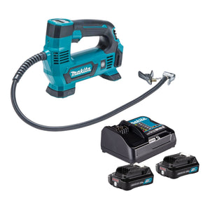Makita MP 100 DSA Akku Kompressor 12 V max. 8,3 bar + 2x Akku 2,0 Ah + Ladegerät