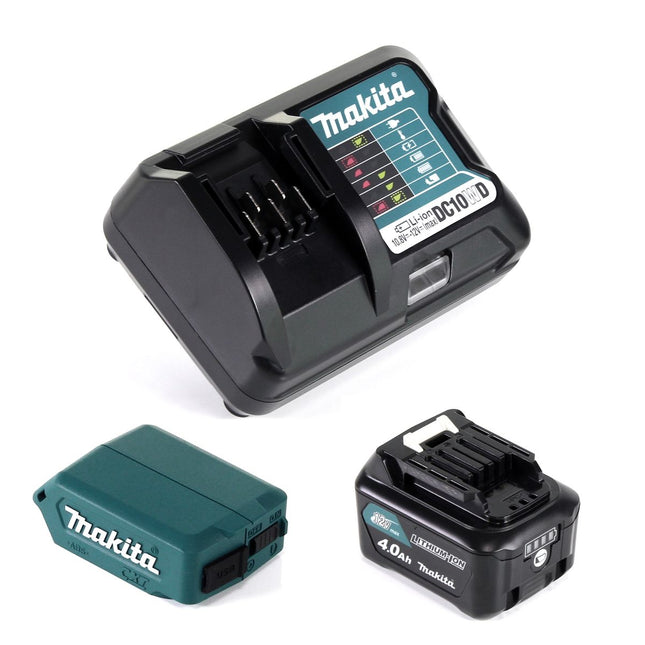 Makita DEAADP08 WM1 USB Adapter für 10,8V-12V Akkus + 4,0 Ah Akku ( 197406-2 ) + Lader ( 197343-0 ) - Toolbrothers