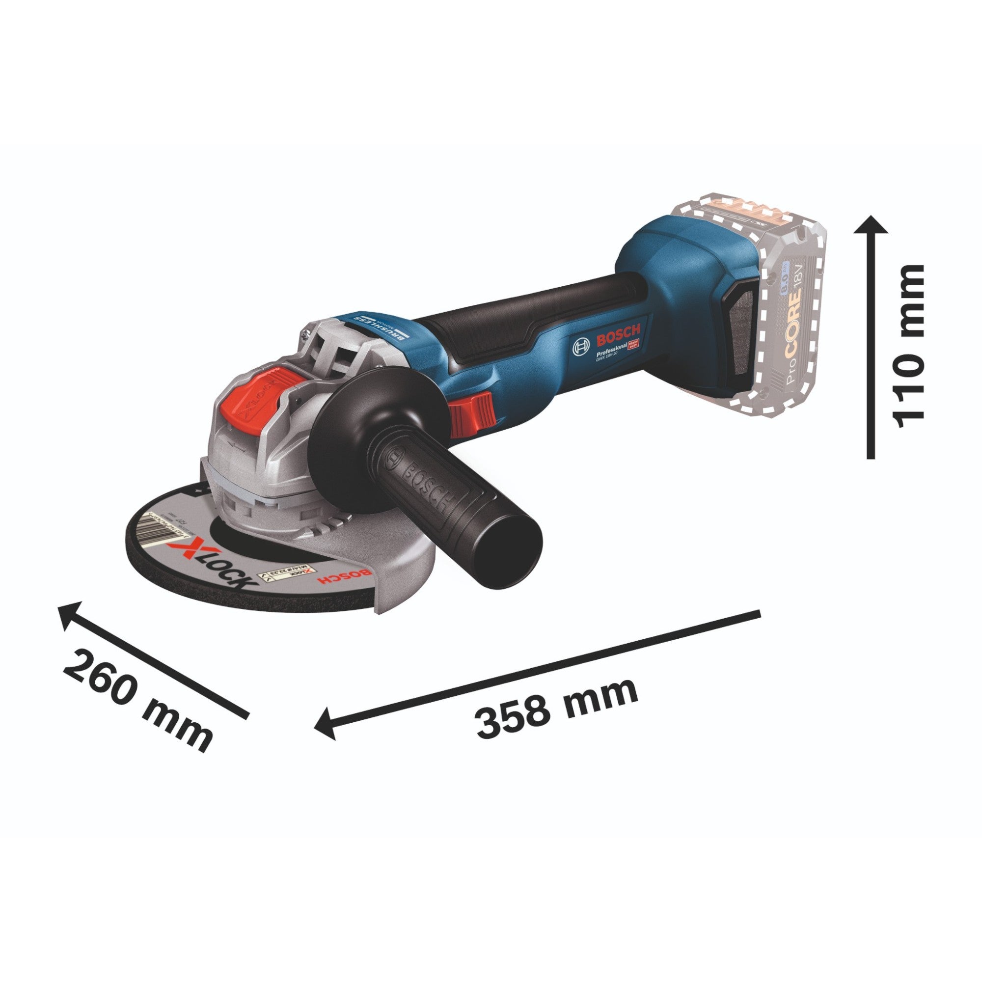Bosch GWX 18V 10 Akku Winkelschleifer 18 V 125 mm Brushless 1x ProCORE Akku 8 0 Ah Ladegeraet 4 - toolbrothers