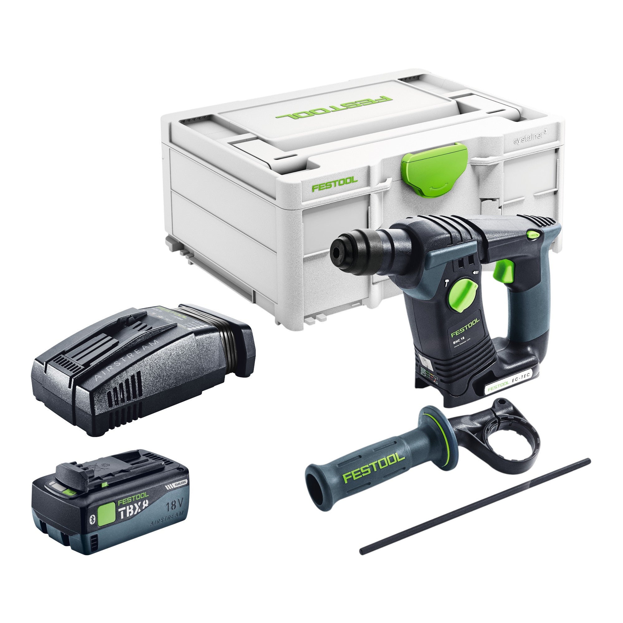 Festool BHC 18 Basic Akku Bohrhammer 18 V 1 8 J SDS Plus Brushless 1x Akku 8 0 Ah Schnellladegeraet Systainer 0 - toolbrothers
