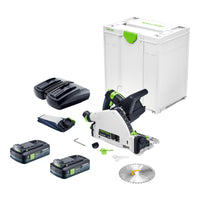 Festool TSC 55 KEB Basic Akku Tauchsaege 18 36 V 160 mm Brushless 2x Akku 4 0 Ah Doppelladegeraet Systainer 0 - toolbrothers
