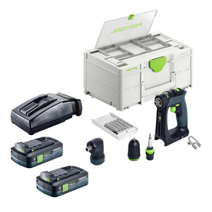 Festool CXS 18-Basic-Set Akku Bohrschrauber 18 V 40 Nm Brushless + 2x Akku 4,0 Ah + Ladegerät + Systainer