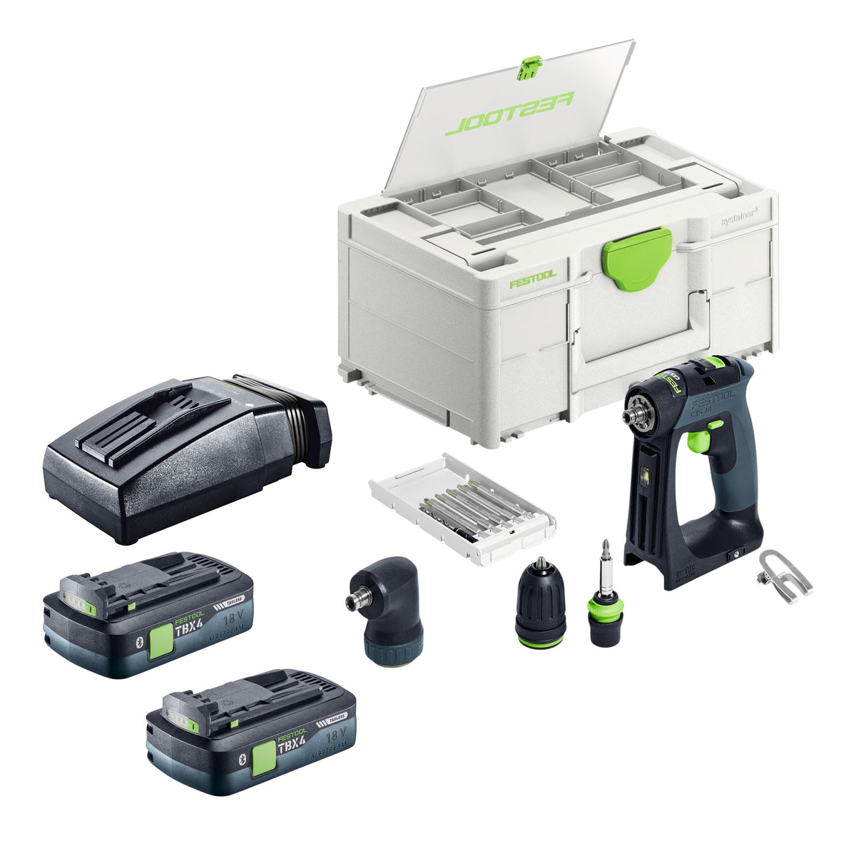 Festool CXS 18-Basic-Set Akku Bohrschrauber 18 V 40 Nm Brushless + 2x Akku 4,0 Ah + Ladegerät + Systainer