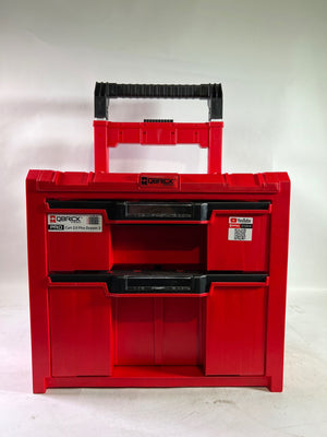 Qbrick System PRO Cart 2.0 Plus Drawer 2 Red Ultra HD Custom mobile Box auf Rädern 520 x 415 x 660 mm 9,5 l 12 l abnehmbarer Doppelteleskopgriff - Beschädigt