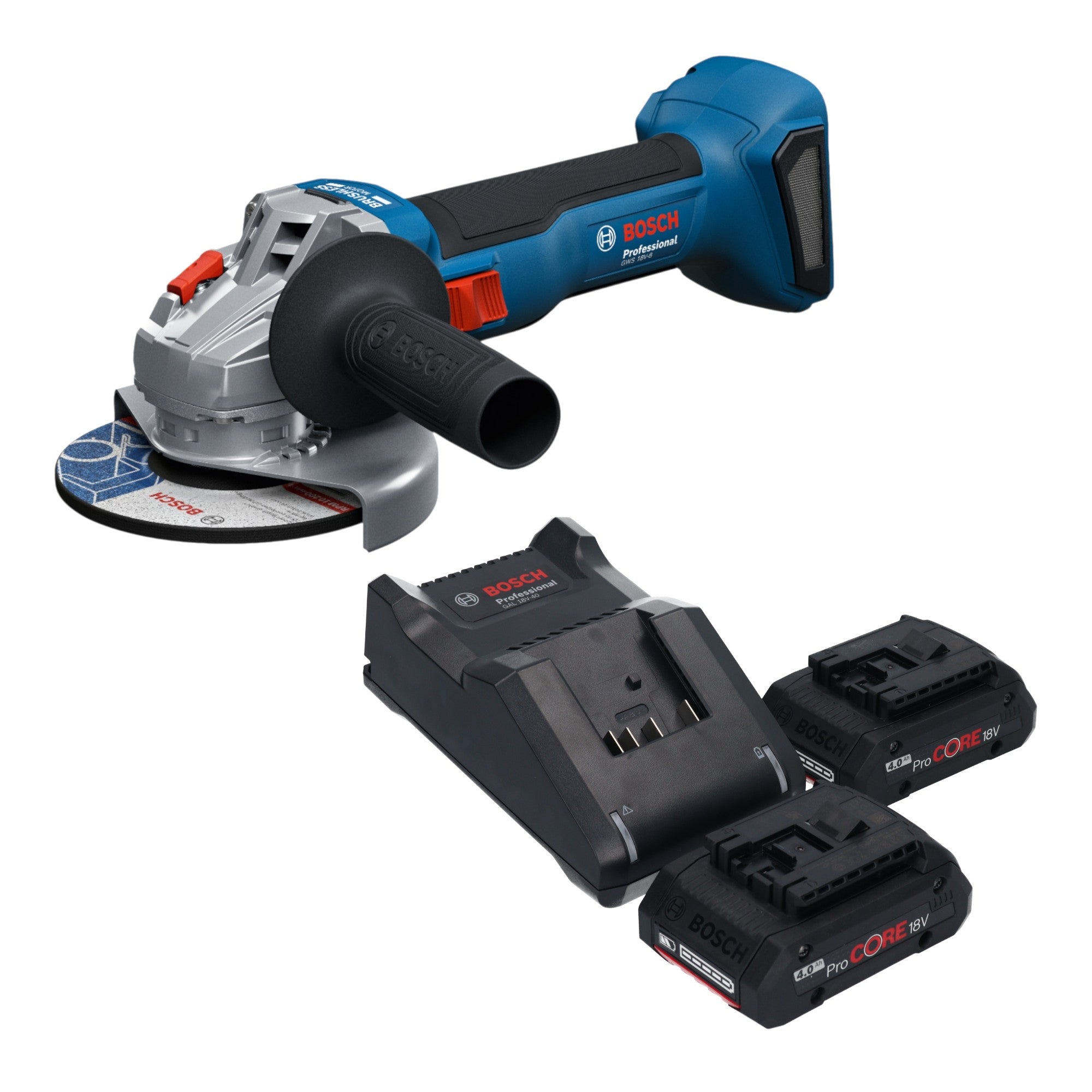 Bosch GWS 18V 8 Professional Akku Winkelschleifer 18 V 125 mm Brushless 2x ProCORE Akku 4 0 Ah Ladegeraet 0 - toolbrothers