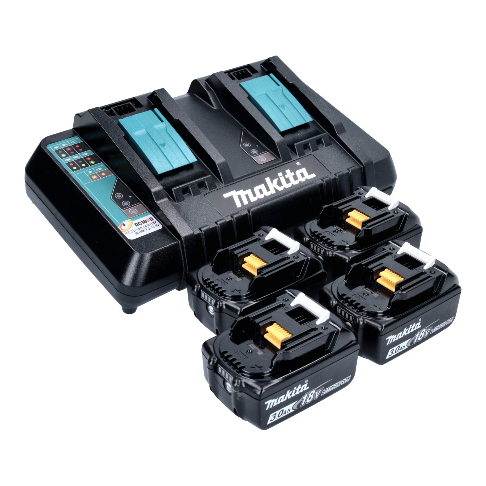 Makita DLM 466 PF4 Akku Rasenmaeher 36 V 2x 18 V 46 cm Brushless 4x Akku 3 0 Ah Ladegeraet 3 - toolbrothers