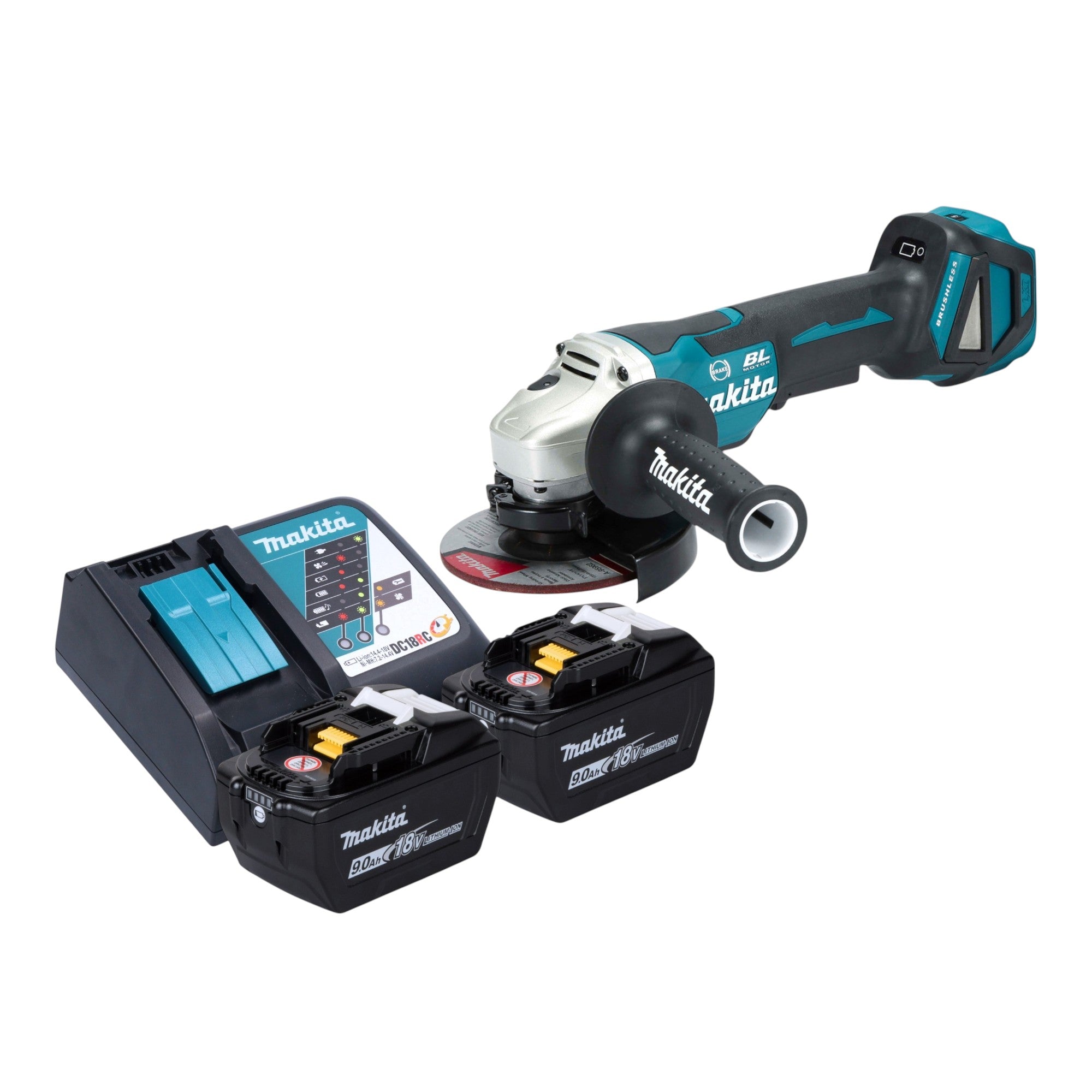 Makita DGA 517 Z Akku Winkelschleifer 18 V 125 mm Brushless 2x Akku 9 0 Ah Ladegeraet 0 - toolbrothers