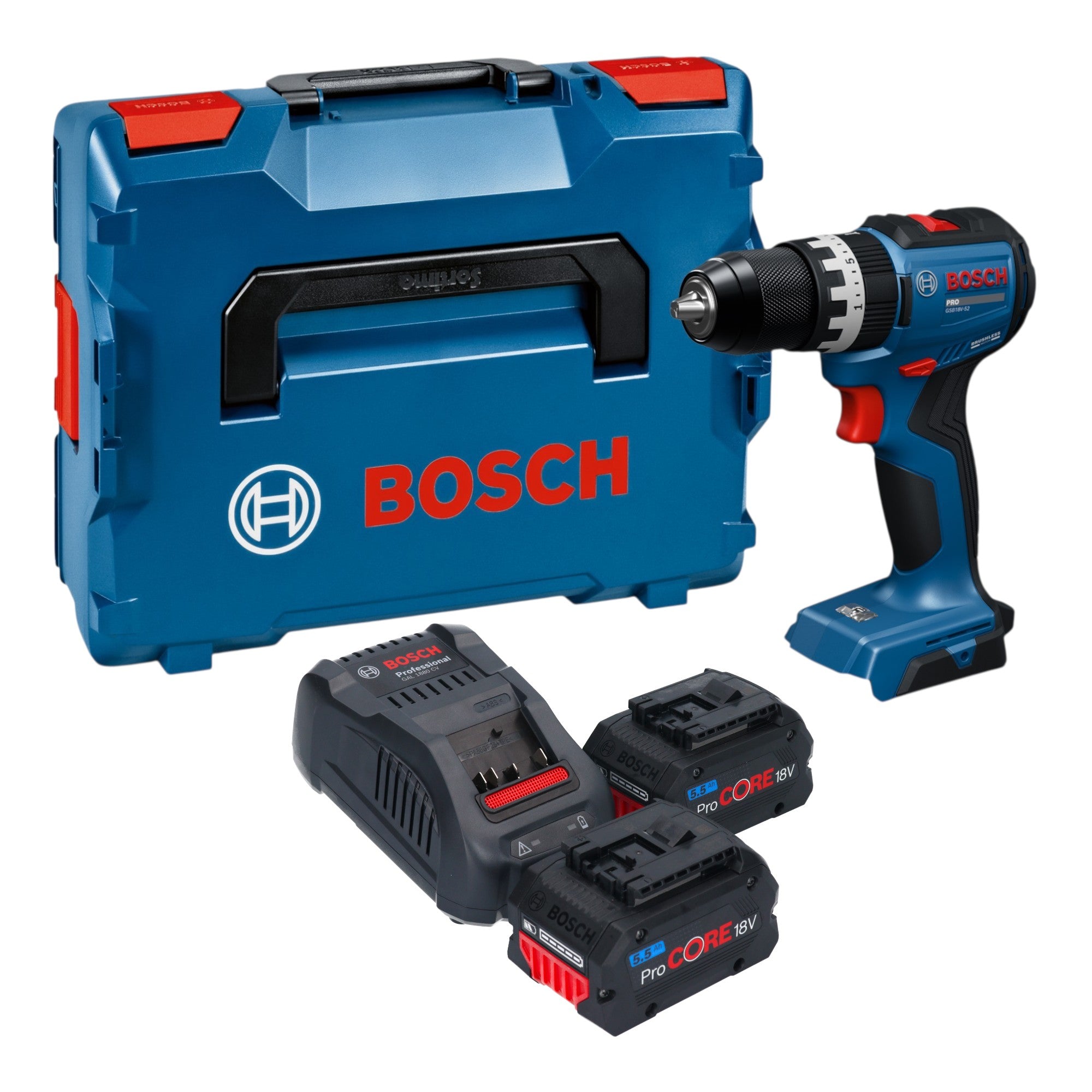 Bosch GSB 18V 52 Professional Akku Schlagbohrschrauber 18 V 70 Nm Brushless 2x ProCORE Akku 5 5 Ah Ladegeraet L Boxx 0 - toolbrothers
