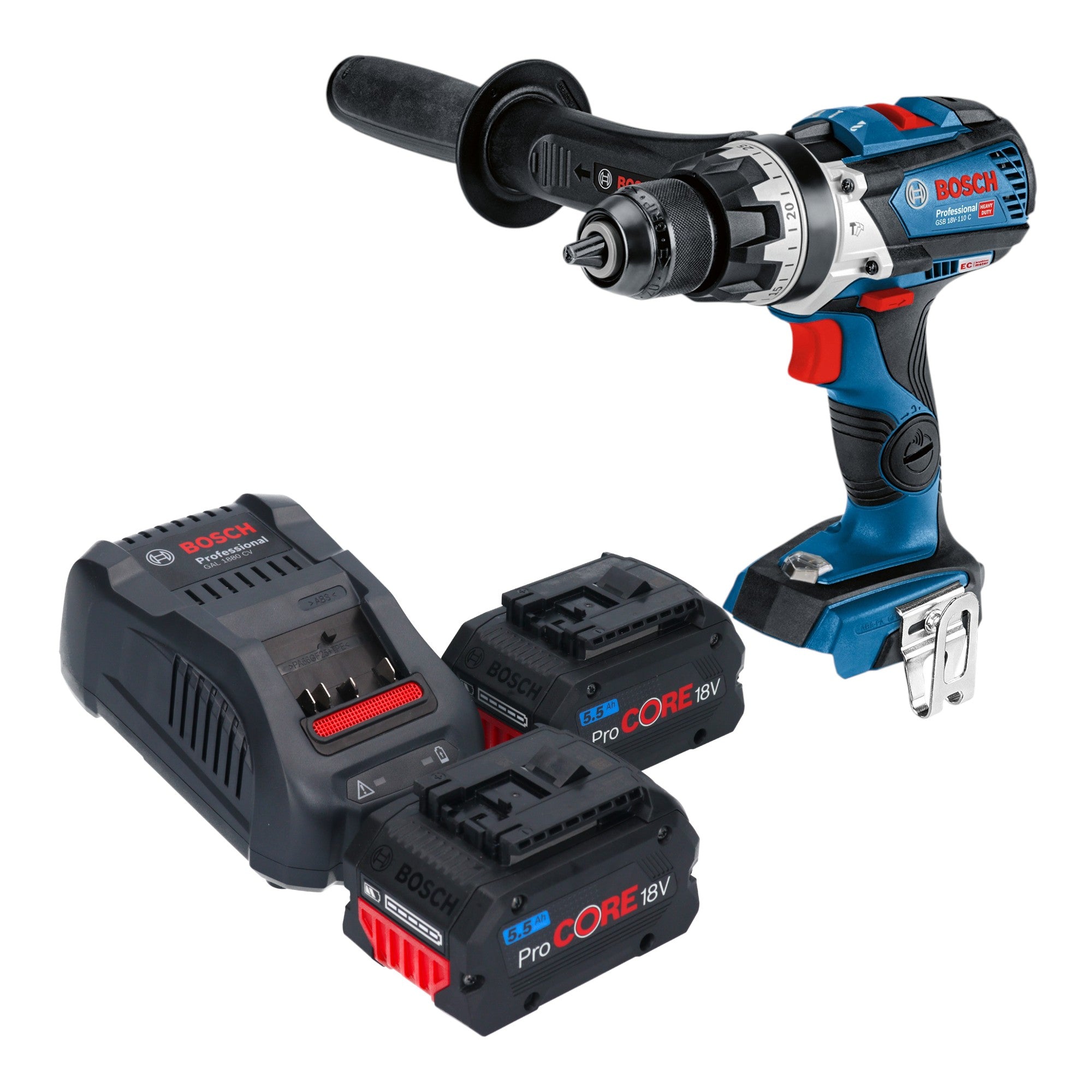 Bosch GSB 18V 110 C Professional Akku Schlagbohrschrauber 18 V 110 Nm Brushless 2x ProCORE Akku 5 5 Ah Ladegeraet 0 - toolbrothers