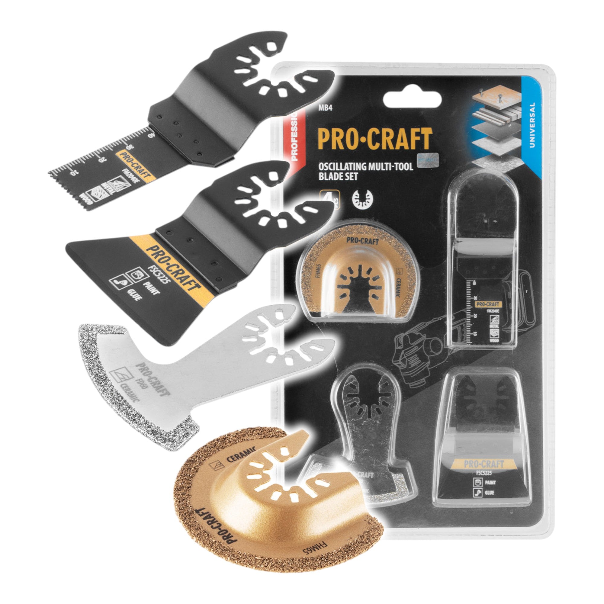 Procraft MB4 Universal Zubehoer Set 4 tlg fuer oszillierende Multifunktionswerkzeuge 0 - toolbrothers