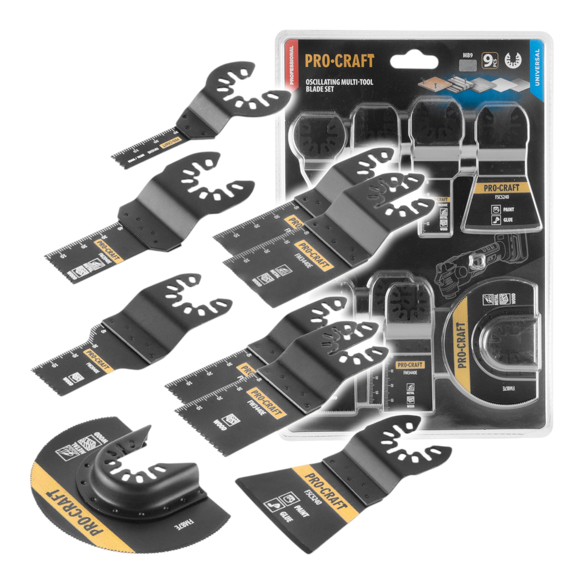 Procraft MB9 Universal Zubehoer Set 9 tlg fuer oszillierende Multifunktionswerkzeuge 0 - toolbrothers