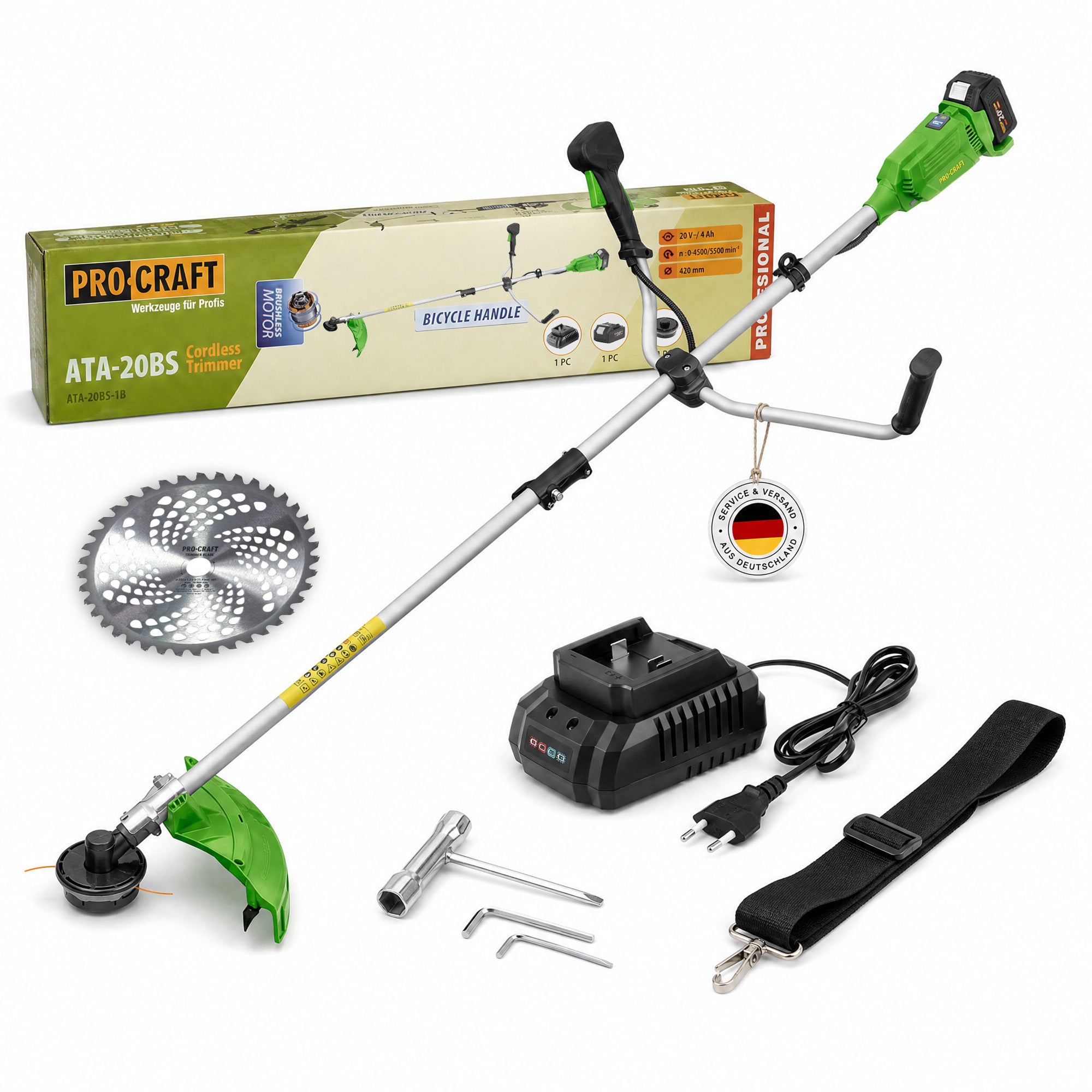 Procraft ATA 20BS Akku Freischneider 20 V 420 mm Brushless 1x Akku 4 0 Ah Ladegeraet 0 - toolbrothers
