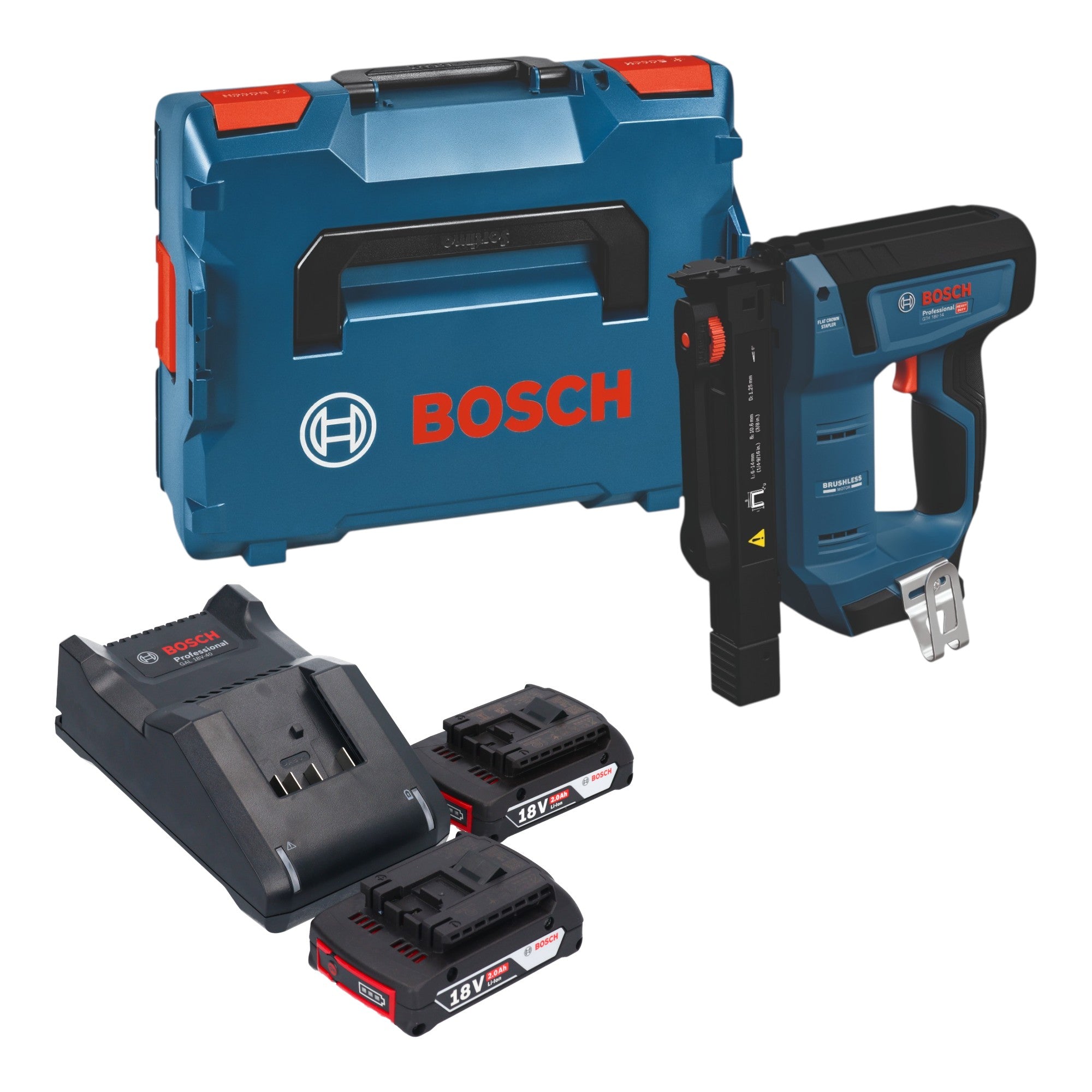 Bosch GTH 18V 14 Akku Holzklammerer 18 V 10 6 x 6 14 mm Brushless 2x Akku 2 0 Ah Ladegeraet L Boxx 0 - toolbrothers