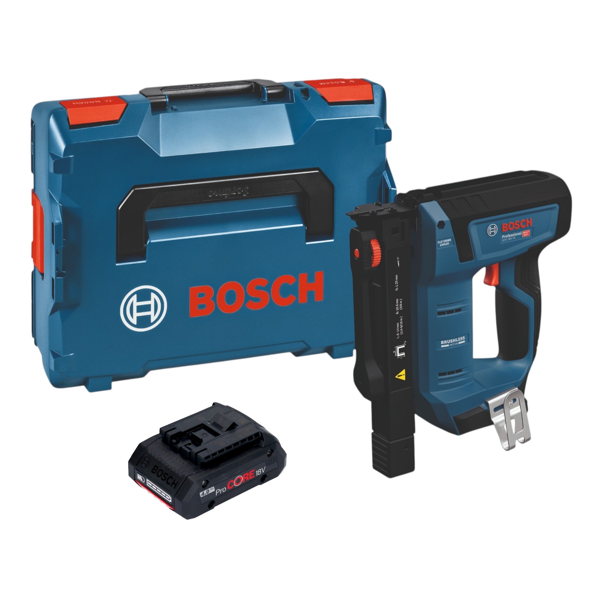 Bosch GTH 18V 14 Akku Holzklammerer 18 V 10 6 x 6 14 mm Brushless 1x ProCORE Akku 4 0 Ah L Boxx ohne Ladegeraet 0 - toolbrothers