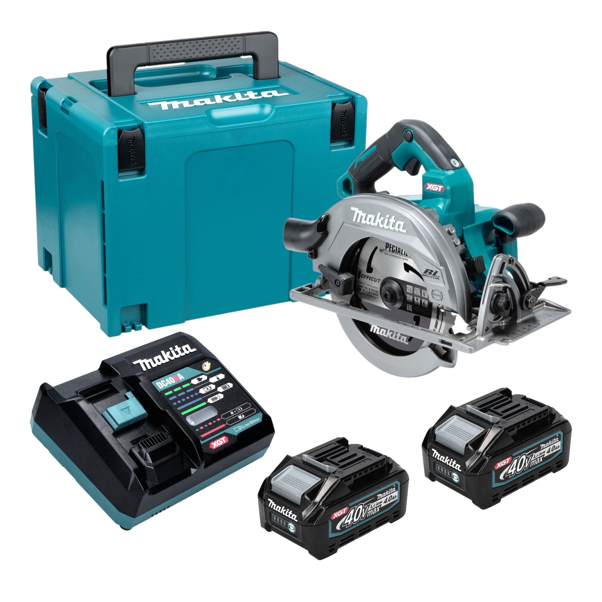 Makita HS 003 GM201 Akku Handkreissaege 40 V max 190 mm Brushless 2x Akku 4 0 Ah Ladegeraet Makpac 0 - toolbrothers