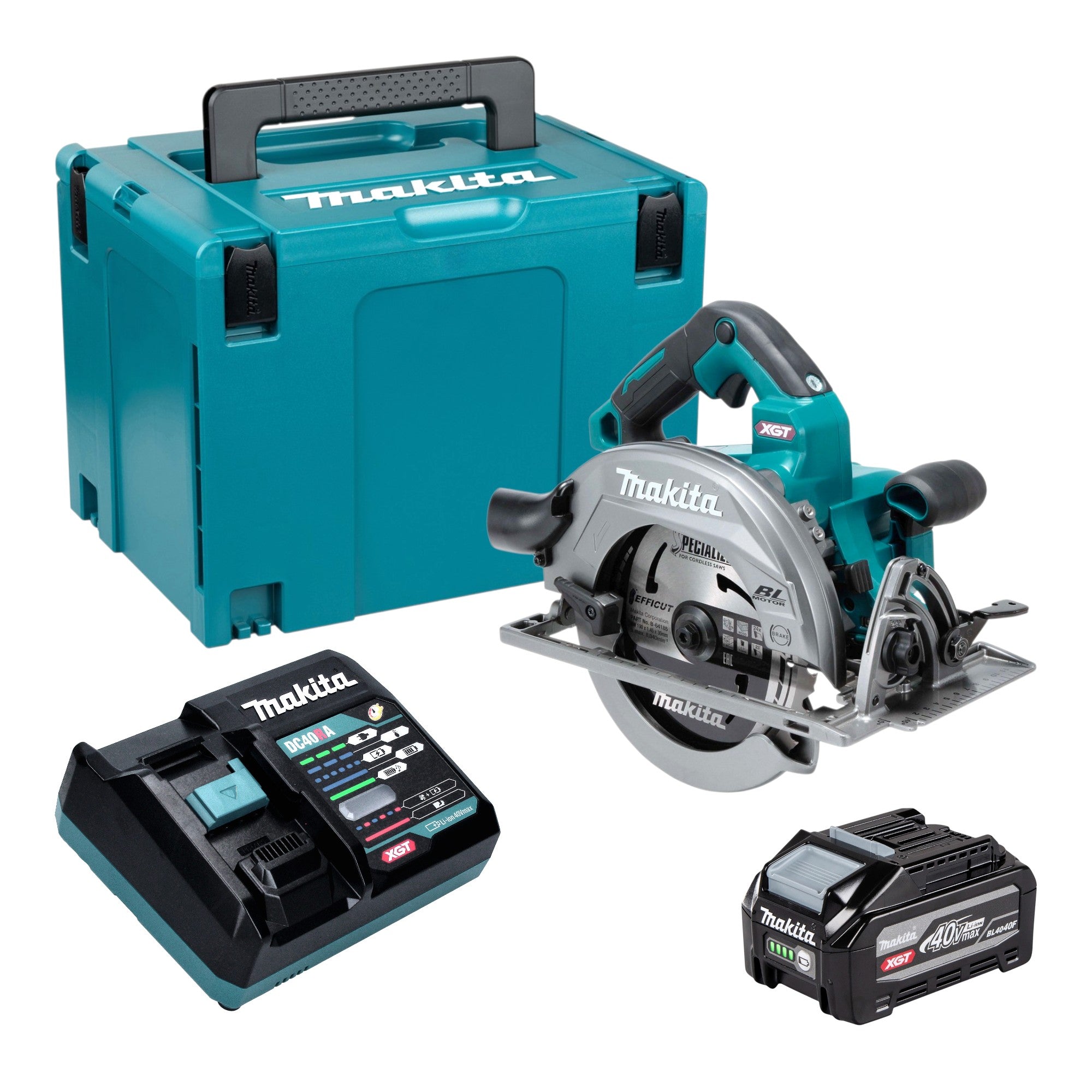Makita HS 003 GU101 Akku Handkreissaege 40 V max 190 mm Brushless 1x Akku 4 0 Ah Ladegeraet Makpac 0 - toolbrothers