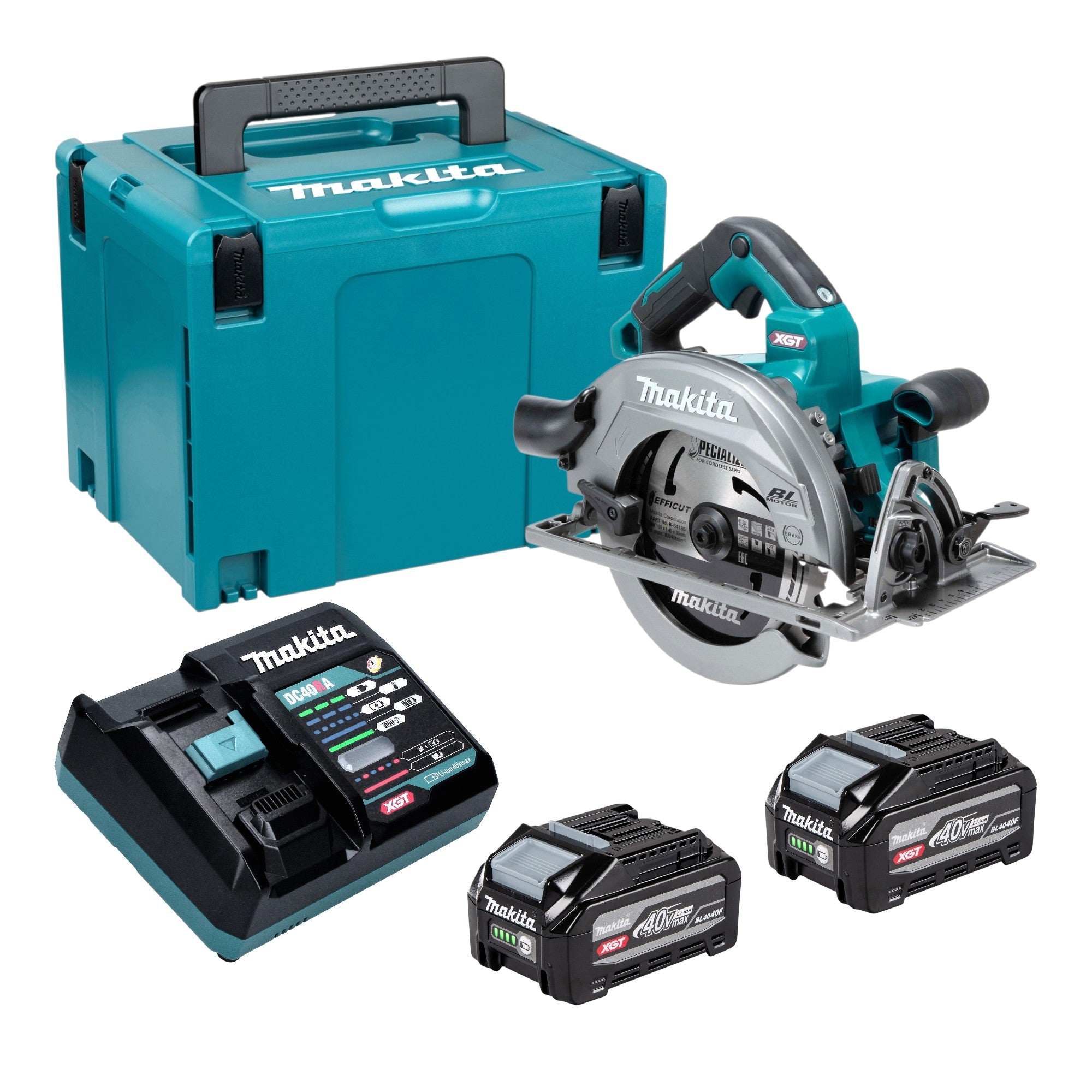 Makita HS 003 GU201 Akku Handkreissaege 40 V max 190 mm Brushless 2x Akku 4 0 Ah Ladegeraet Makpac 0 - toolbrothers