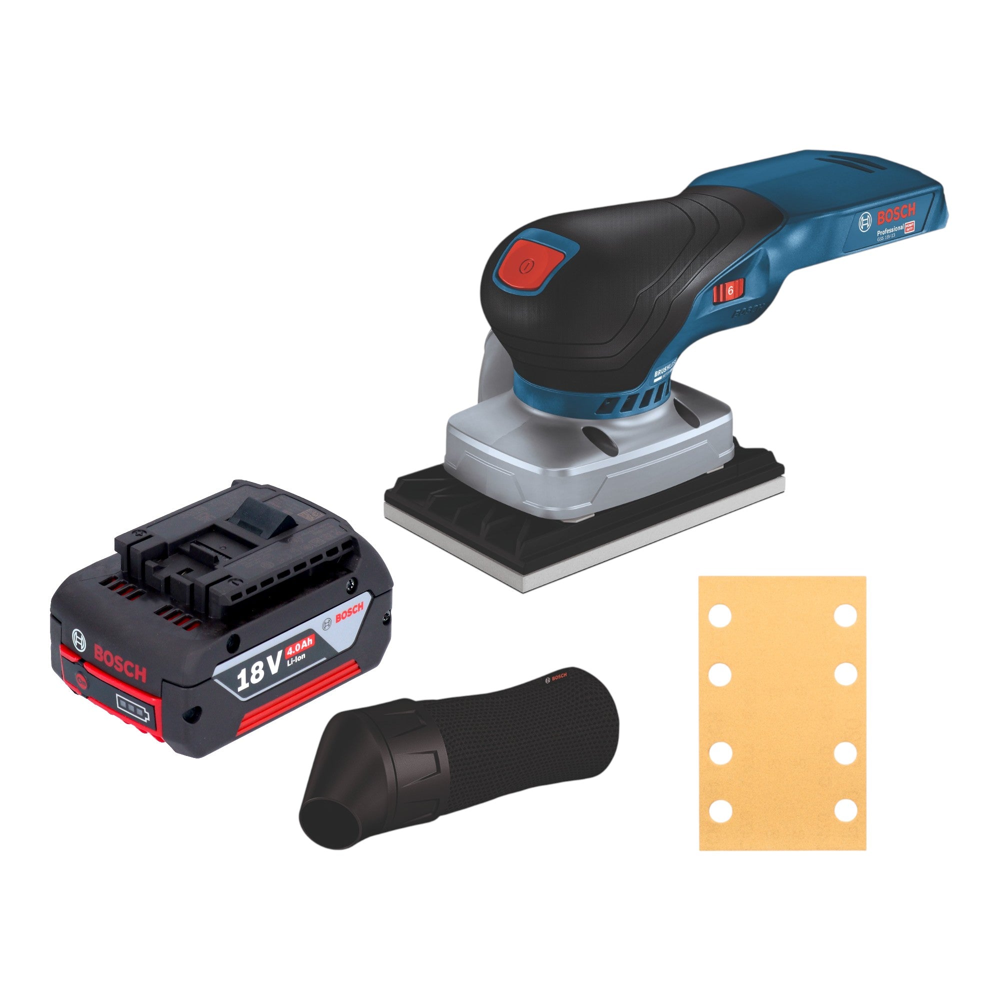 Bosch GSS 18V 13 Professional Akku Schwingschleifer 18 V 100 x 110 mm 1x Akku 4 0 Ah ohne Ladegeraet 0 - toolbrothers