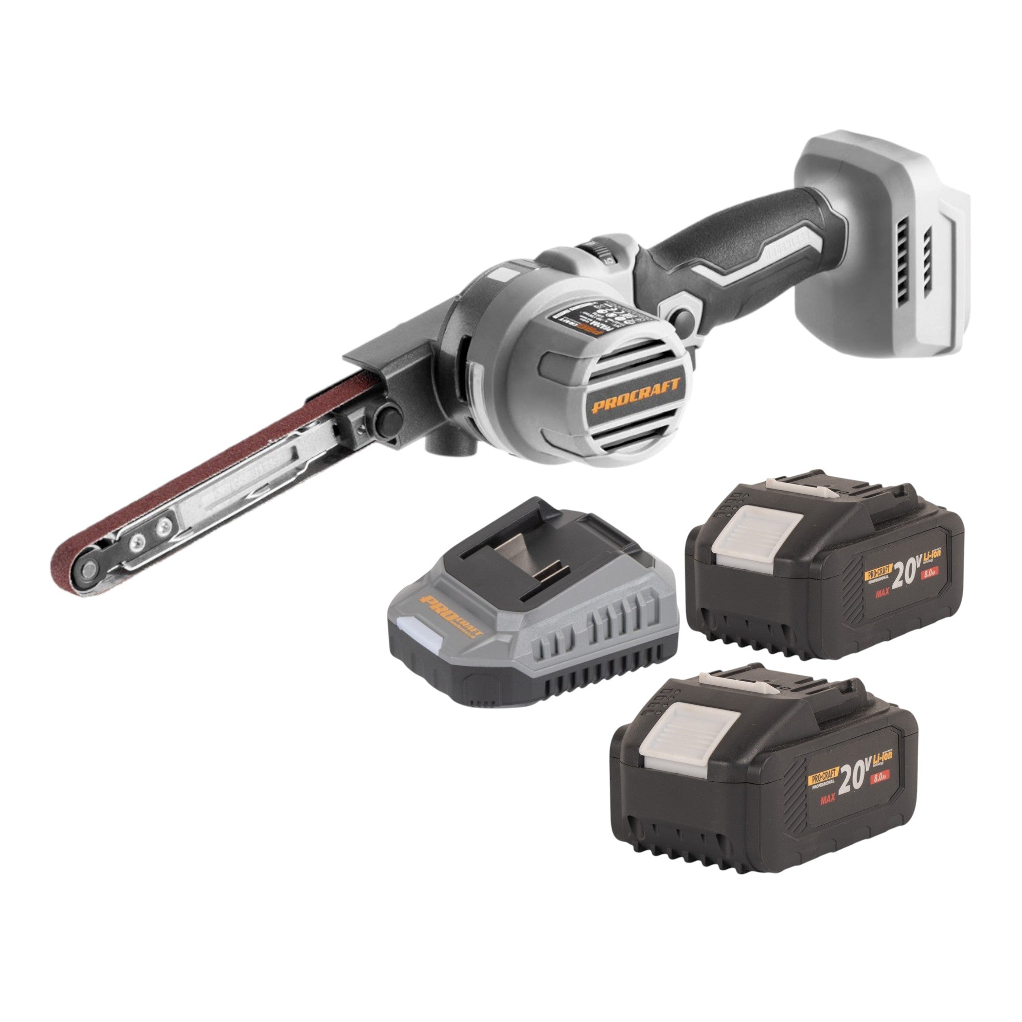 ProCraft Industrial PFA20A BB Akku Bandfeile 20 V 13 x 457 mm Brushless 2x Akku 8 0 Ah Ladegeraet 0 - toolbrothers