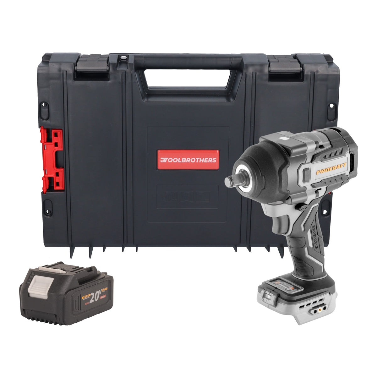 ProCraft Industrial IW850A-BB Akku Schlagschrauber 20 V 850 Nm 1/2" Brushless + 1x Akku 4,0 Ah + RHINO Toolcase - ohne Ladegerät