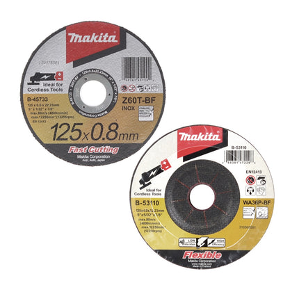 Makita DGA 513 ST1 Akku Winkelschleifer 18 V 125mm Brushless + 1x Akku 5,0Ah + Ladegerät + 28x Scheibe - Toolbrothers