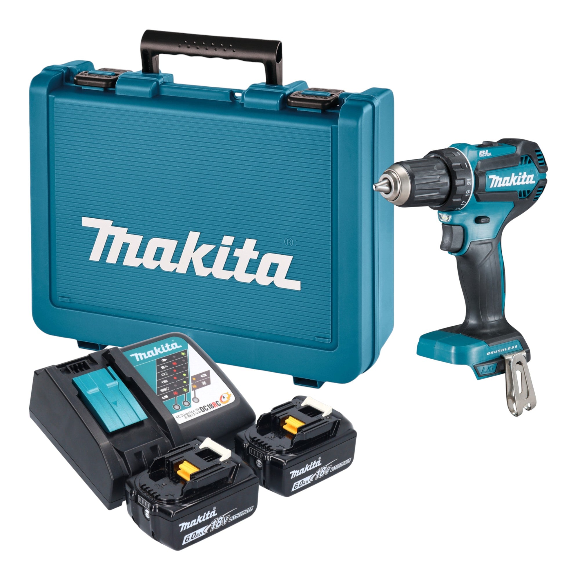 Makita DDF 485 RGE Akku Bohrschrauber 18 V 50 Nm Brushless 2x Akku 6 0 Ah Ladegeraet Koffer 0 - toolbrothers