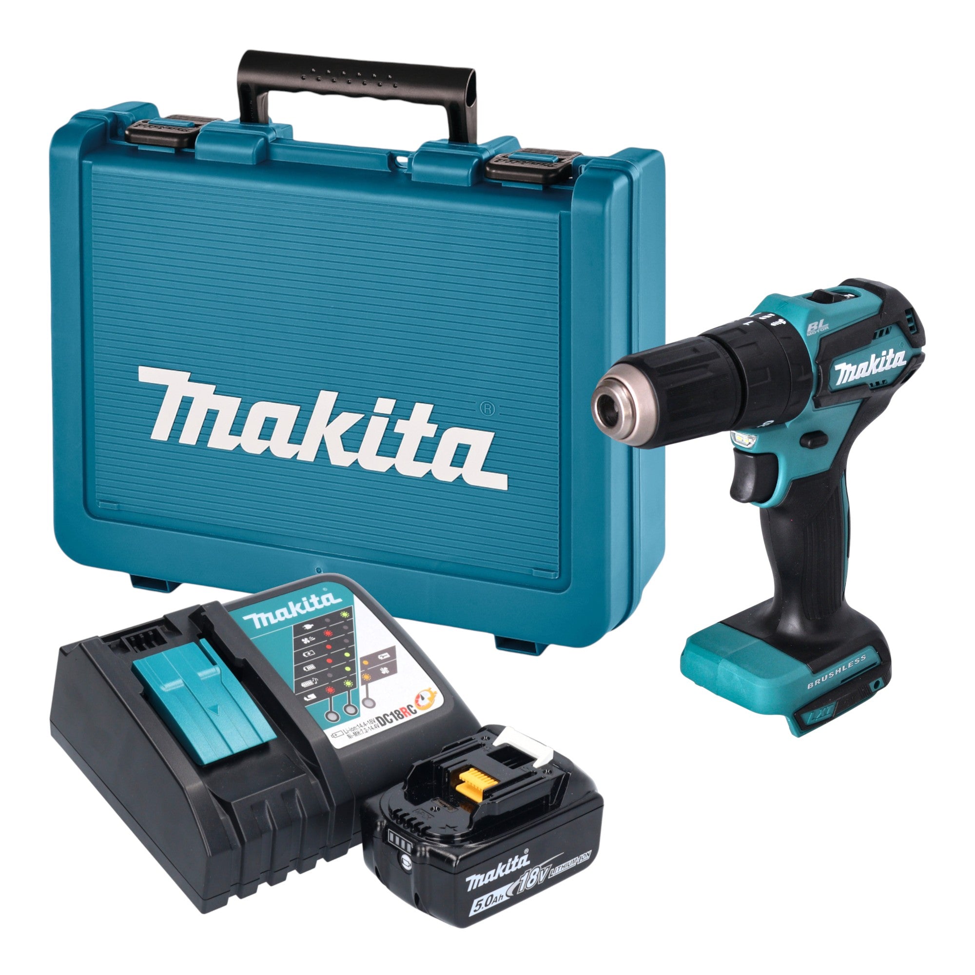 Makita DHP 483 RT1E Akku Schlagbohrschrauber 18 V 40 Nm Brushless 1x Akku 5 0 Ah Ladegeraet Koffer 0 - toolbrothers
