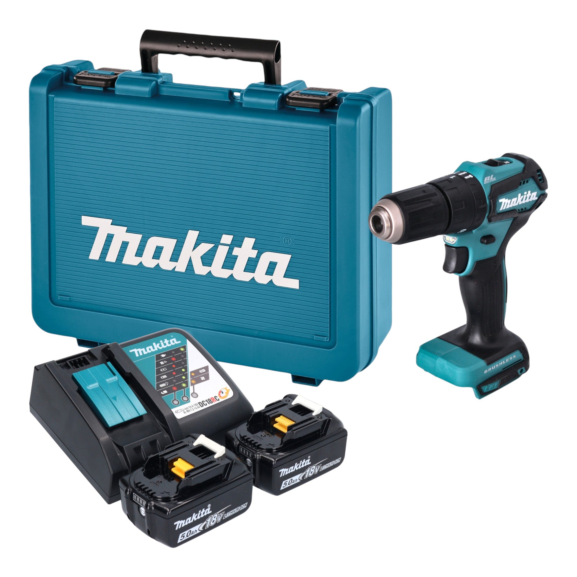 Makita DHP 483 RTE Akku Schlagbohrschrauber 18 V 40 Nm Brushless 2x Akku 5 0 Ah Ladegeraet Koffer 0 - toolbrothers