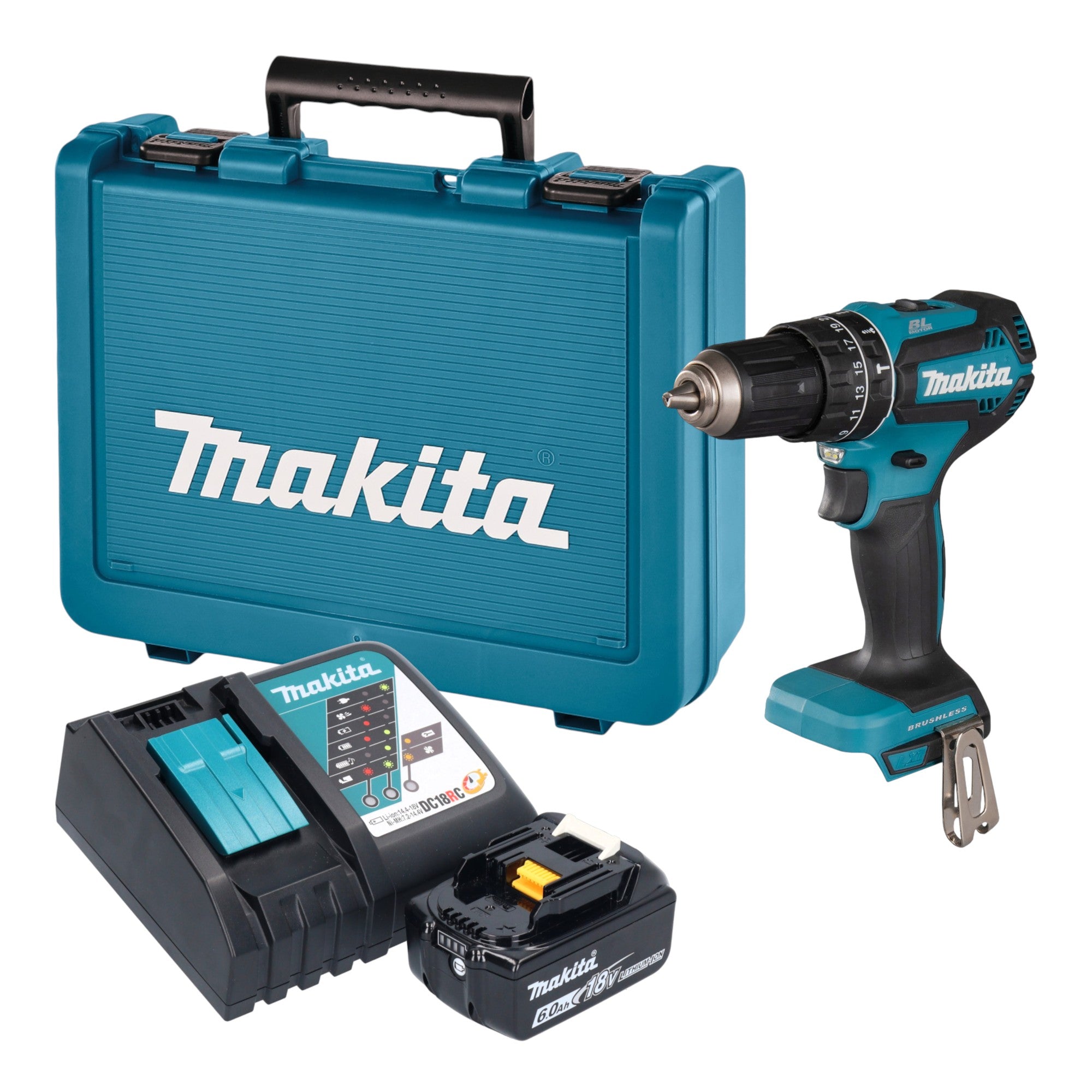 Makita DHP 485 RG1E Akku Schlagbohrschrauber 18 V 50 Nm Brushless 1x Akku 6 0 Ah Ladegeraet Koffer 0 - toolbrothers