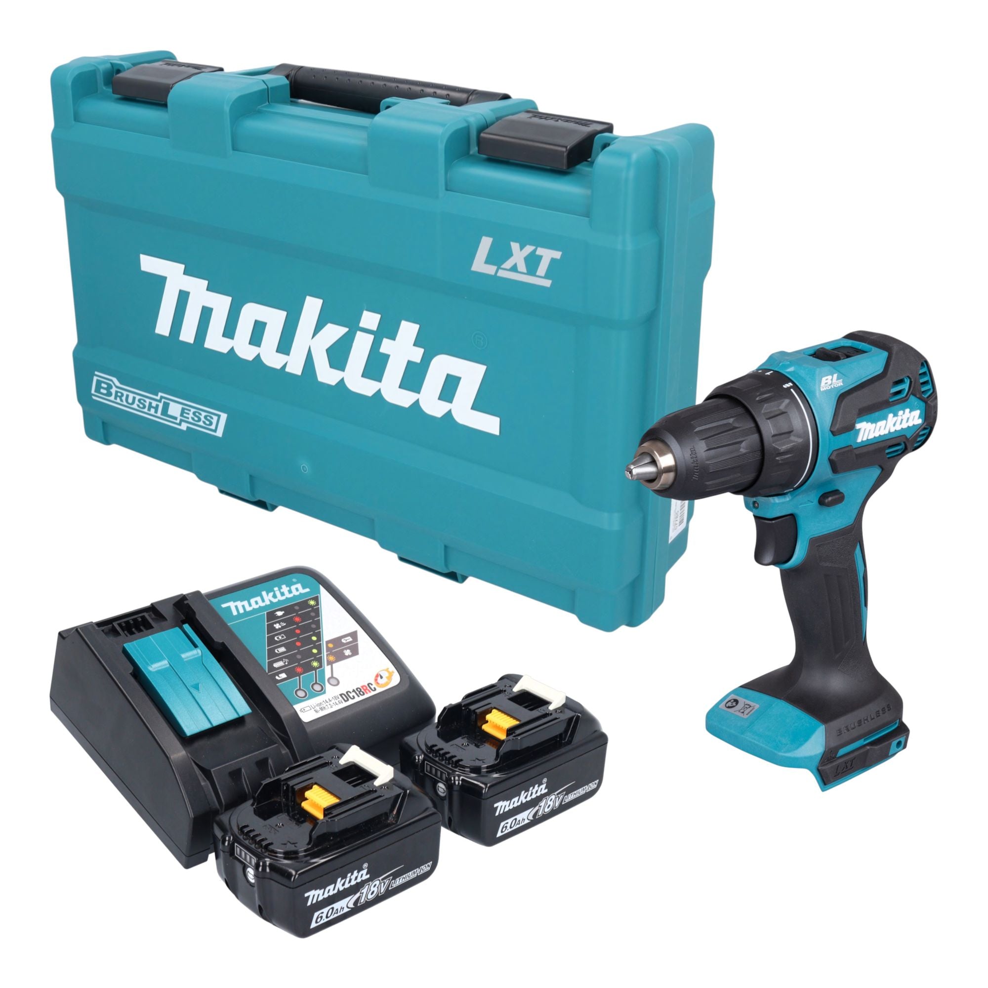 Makita DDF 490 RGK Akku Bohrschrauber 18 V 65 Nm Brushless 2x Akku 6 0 Ah Ladegeraet Koffer 0 - toolbrothers