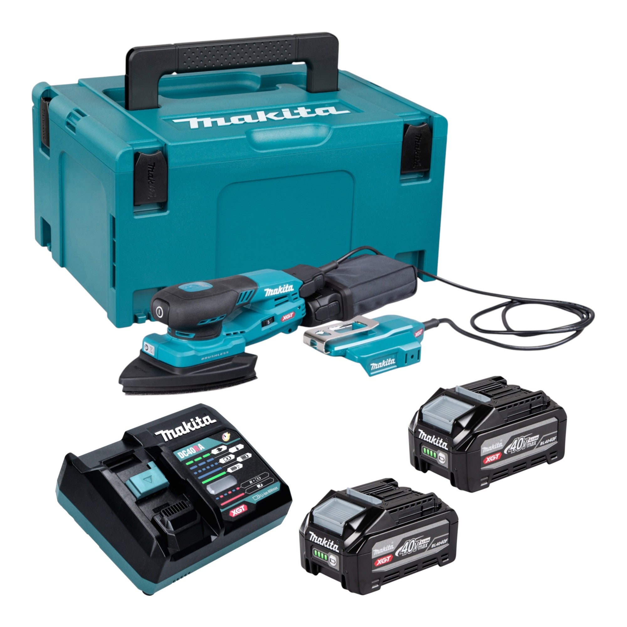 Makita BO 006 CGU201 Akku Deltaschleifer 40 V max 100 x 150 mm 3 0 mm Hub Brushless 2x Akku 4 0 Ah Ladegeraet Makpac 0 - toolbrothers