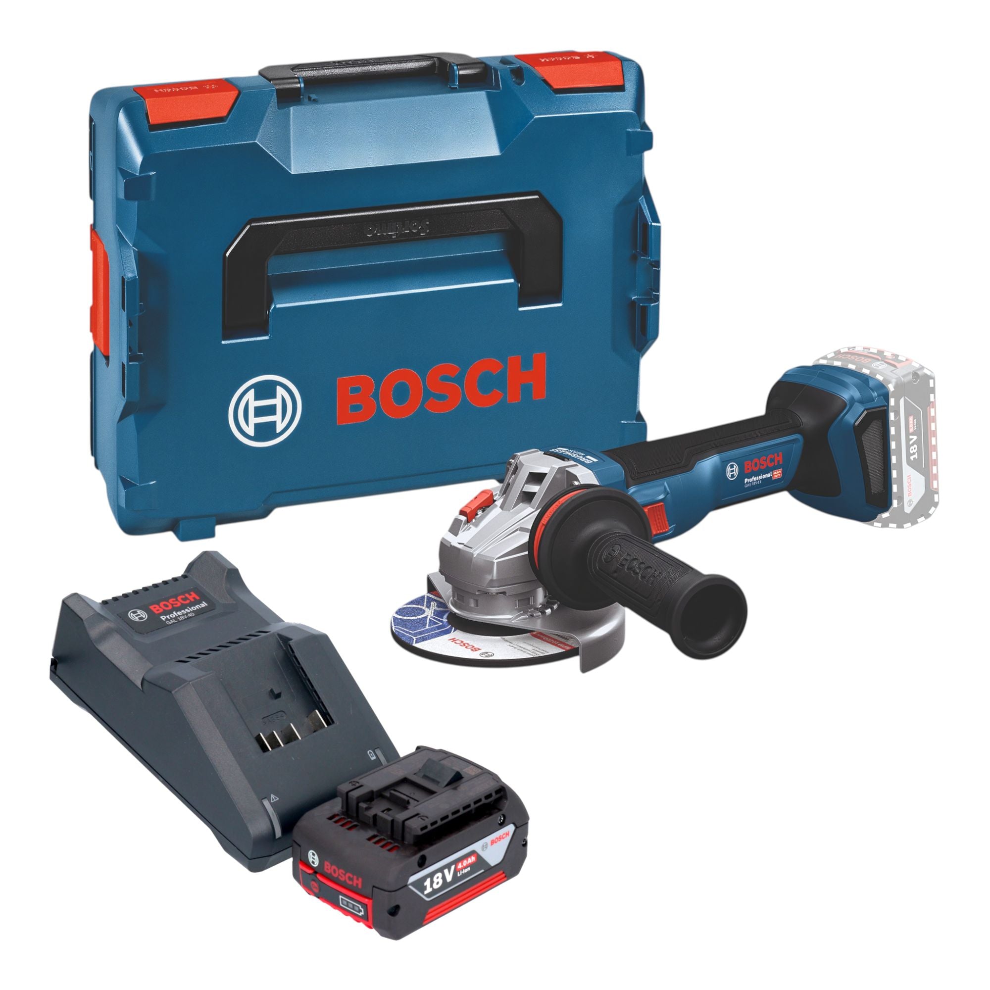 Bosch GWS 18V 11 Professional Akku Winkelschleifer 18 V 125 mm Brushless 1x Akku 4 0 Ah Ladegeraet L Boxx 0 - toolbrothers