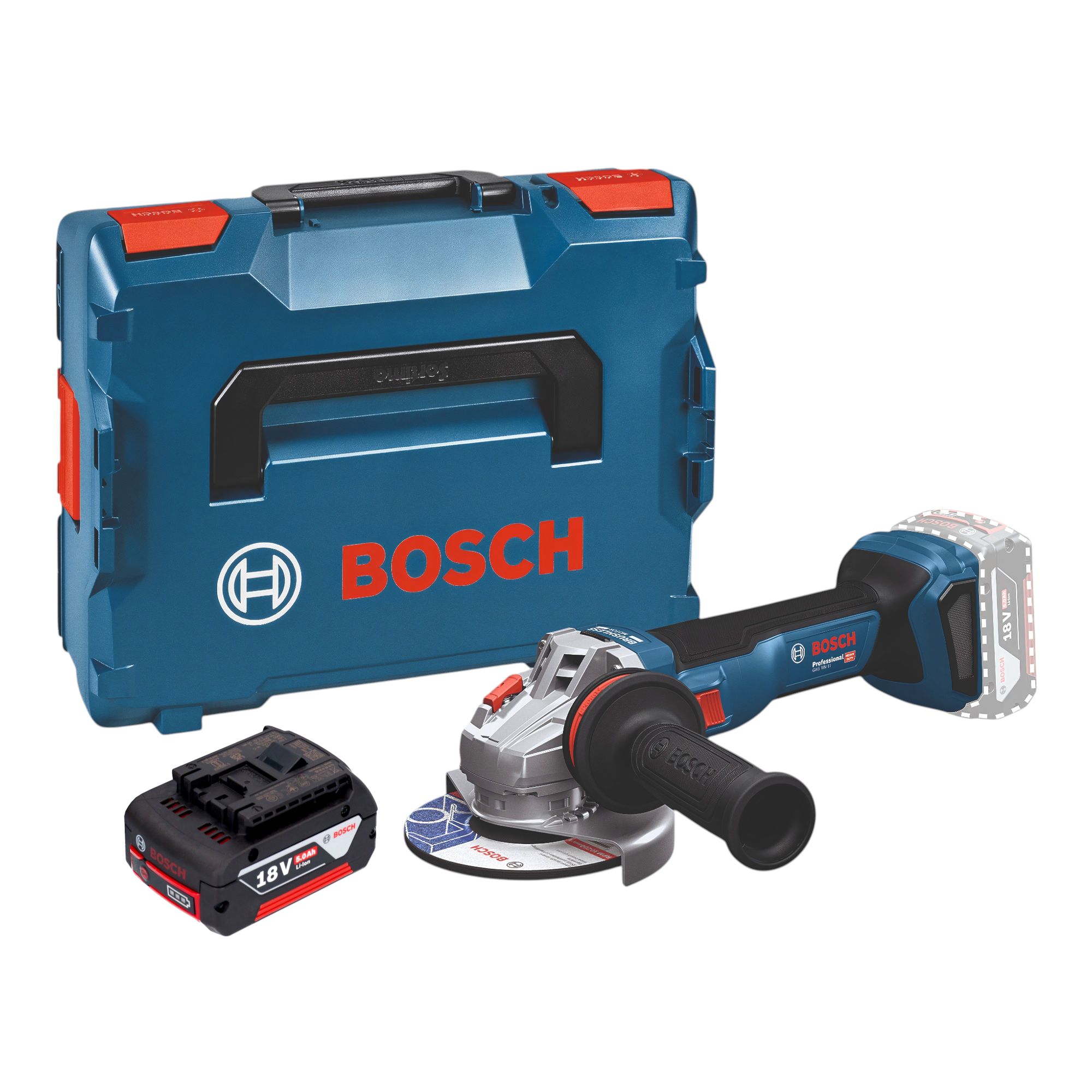 Bosch GWS 18V 11 Professional Akku Winkelschleifer 18 V 125 mm Brushless 1x Akku 5 0 Ah L Boxx ohne Ladegeraet 0 - toolbrothers