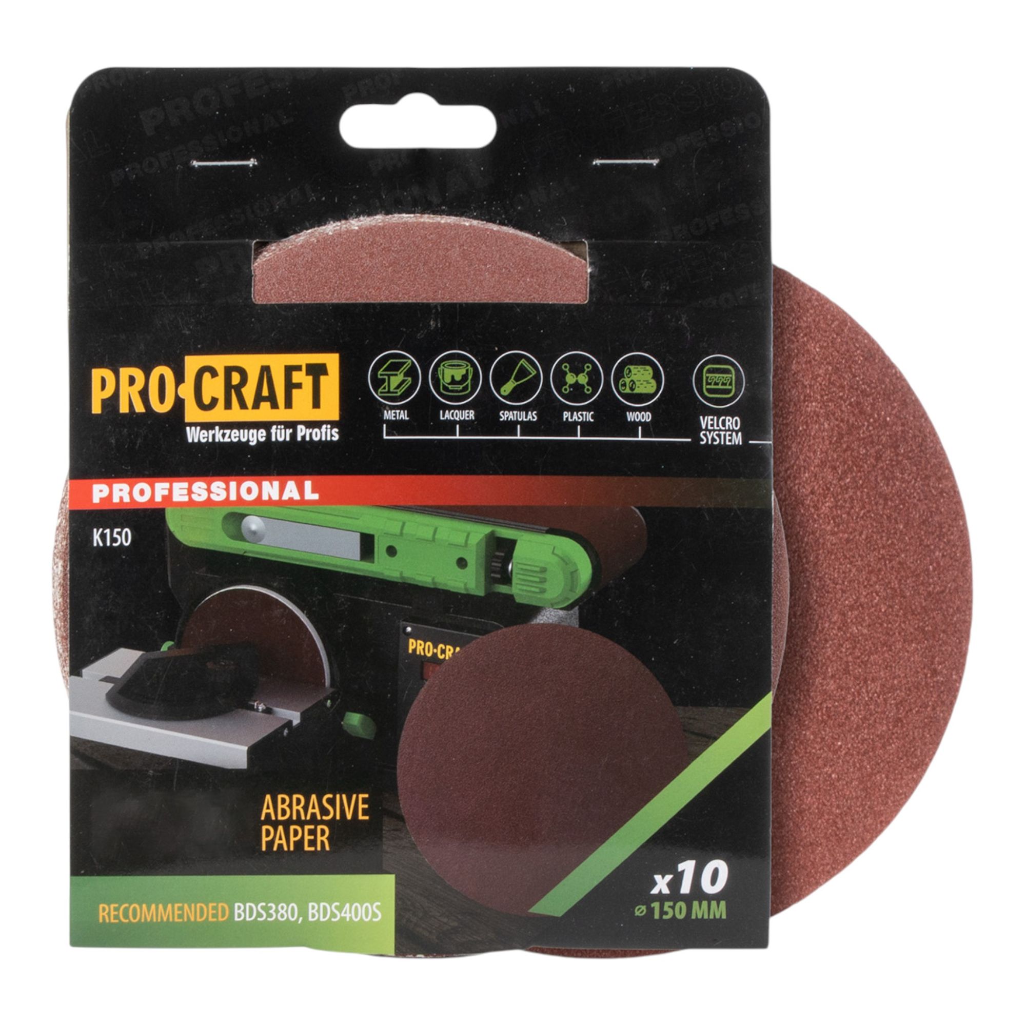 Procraft K150 180 Schleifpapier Klett 150 mm P180 10 Stk fuer Exzenterschleifer 0 - toolbrothers
