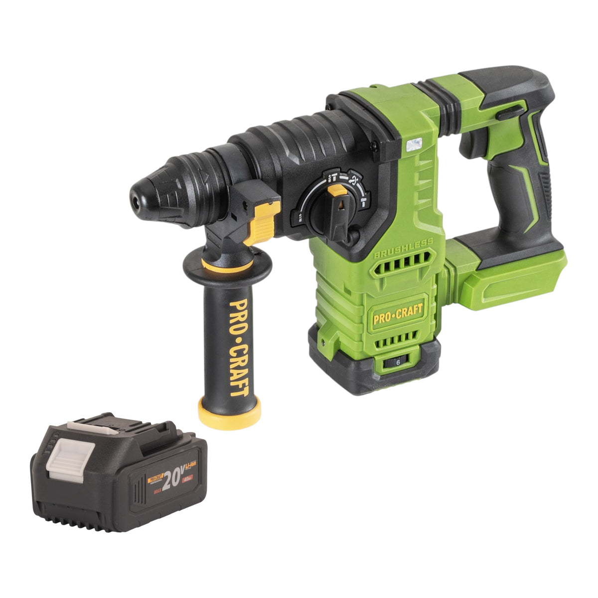 Procraft PHA30bb Akku Bohrhammer 20 V 2,8 J SDS plus Brushless + 1x Akku 4,0 Ah - ohne Ladegerät