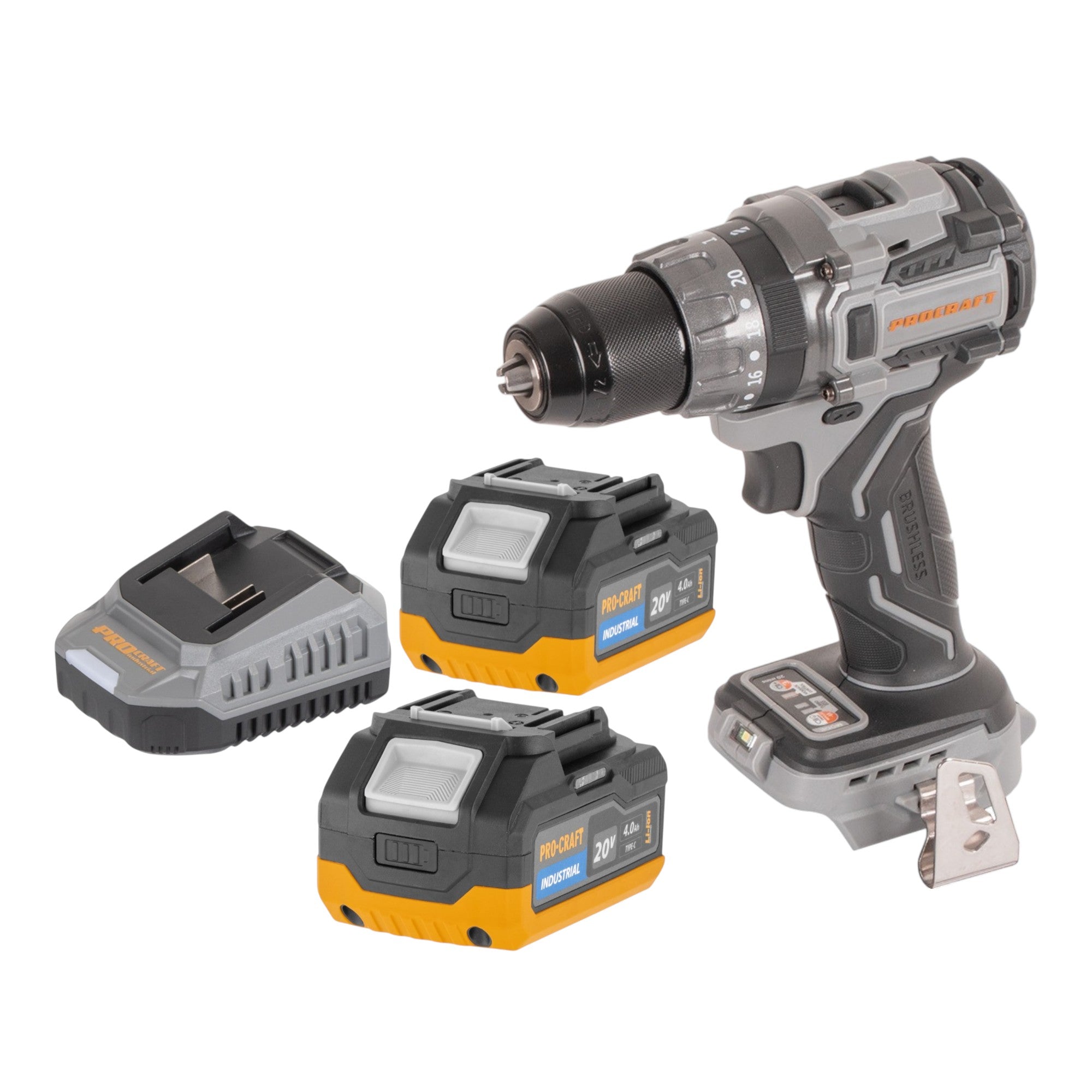 Procraft Industrial CD20Abb Akku Schlagbohrschrauber 20 V 85 Nm 2x Akku 4 0 Ah Ladegeraet 0 - toolbrothers