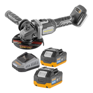 Procraft Industrial AG125Bbb Akku Winkelschleifer 20 V 125 mm Brushless + 2x Akku 4,0 Ah + Ladegerät