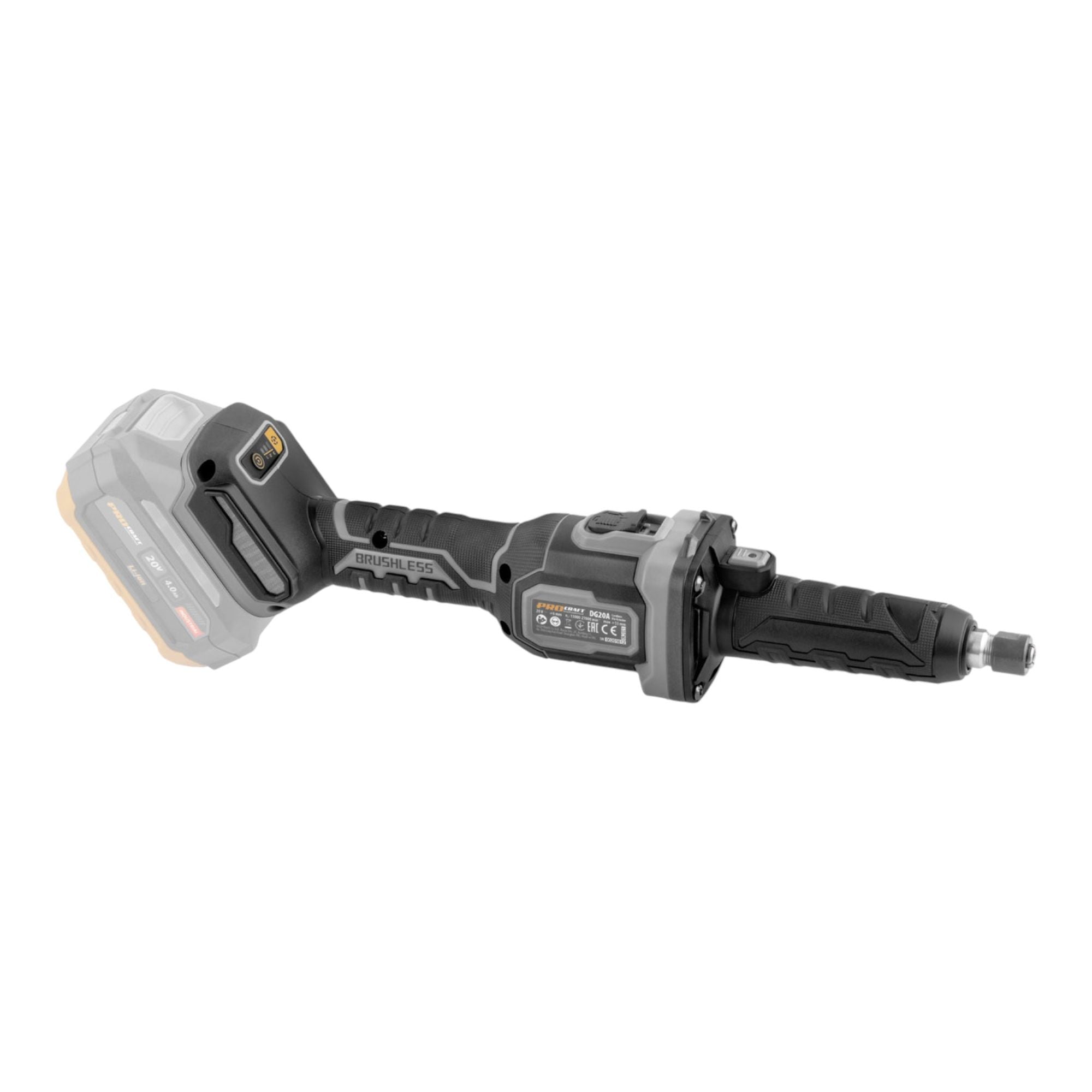 Procraft Industrial DG20A BB Akku Geradschleifer 20 V 6 mm Brushless 1x Akku 4 0 Ah Ladegeraet 4 - toolbrothers