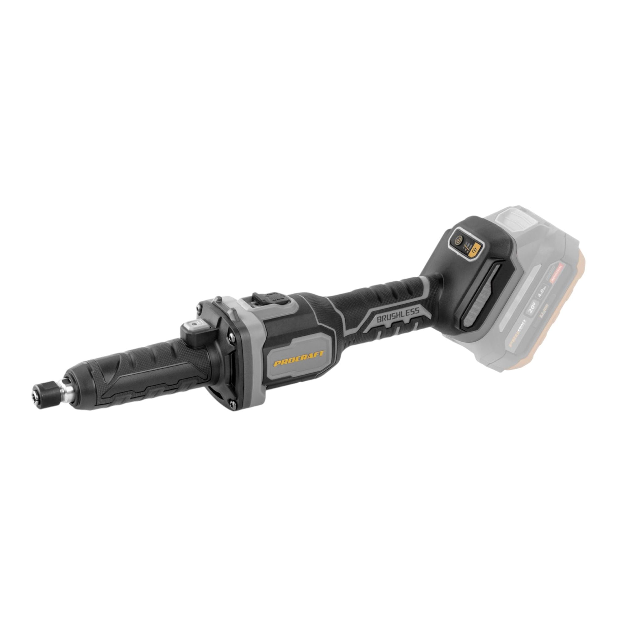 Procraft Industrial DG20A BB Akku Geradschleifer 20 V 6 mm Brushless 2x Akku 4 0 Ah Ladegeraet 1 - toolbrothers