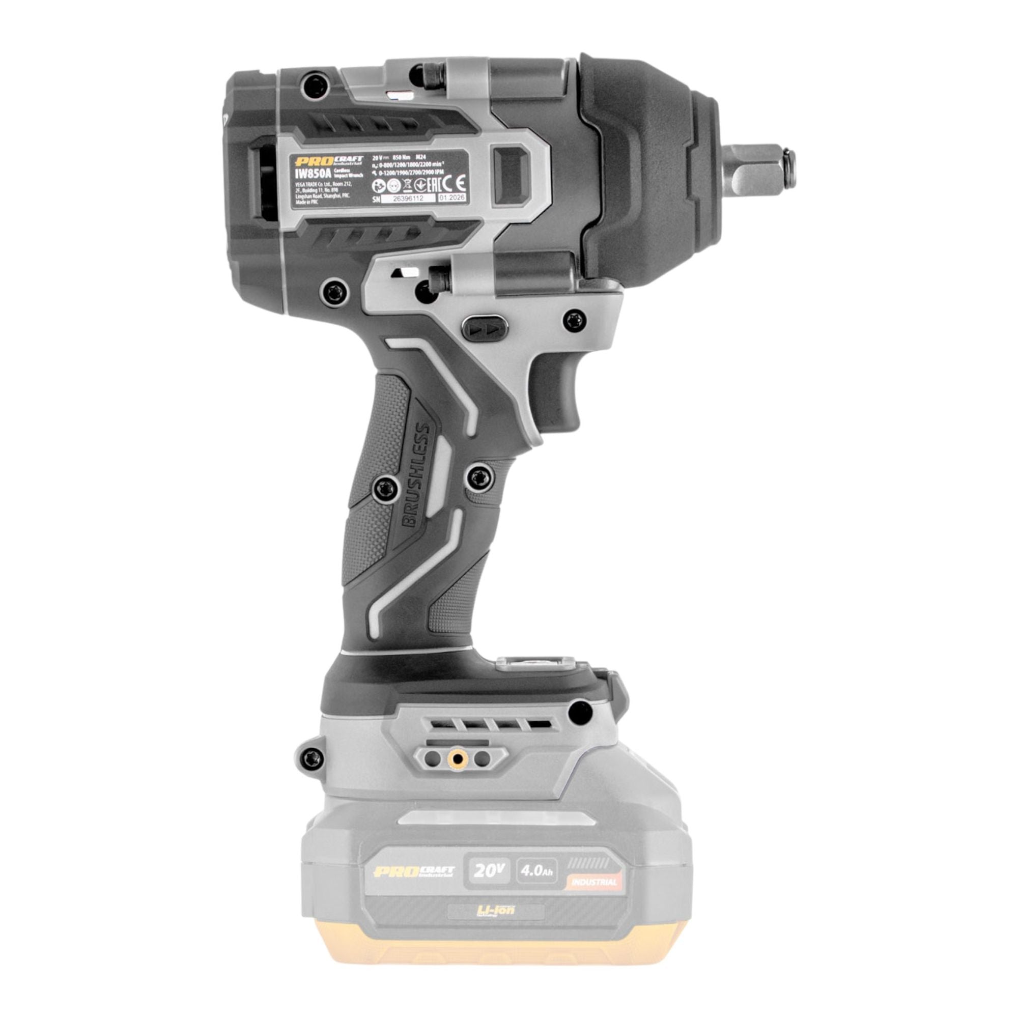 ProCraft Industrial IW850A BB Akku Schlagschrauber 20 V 850 Nm 1 2 Brushless 2x Akku 4 0 Ah Ladegeraet 4 - toolbrothers