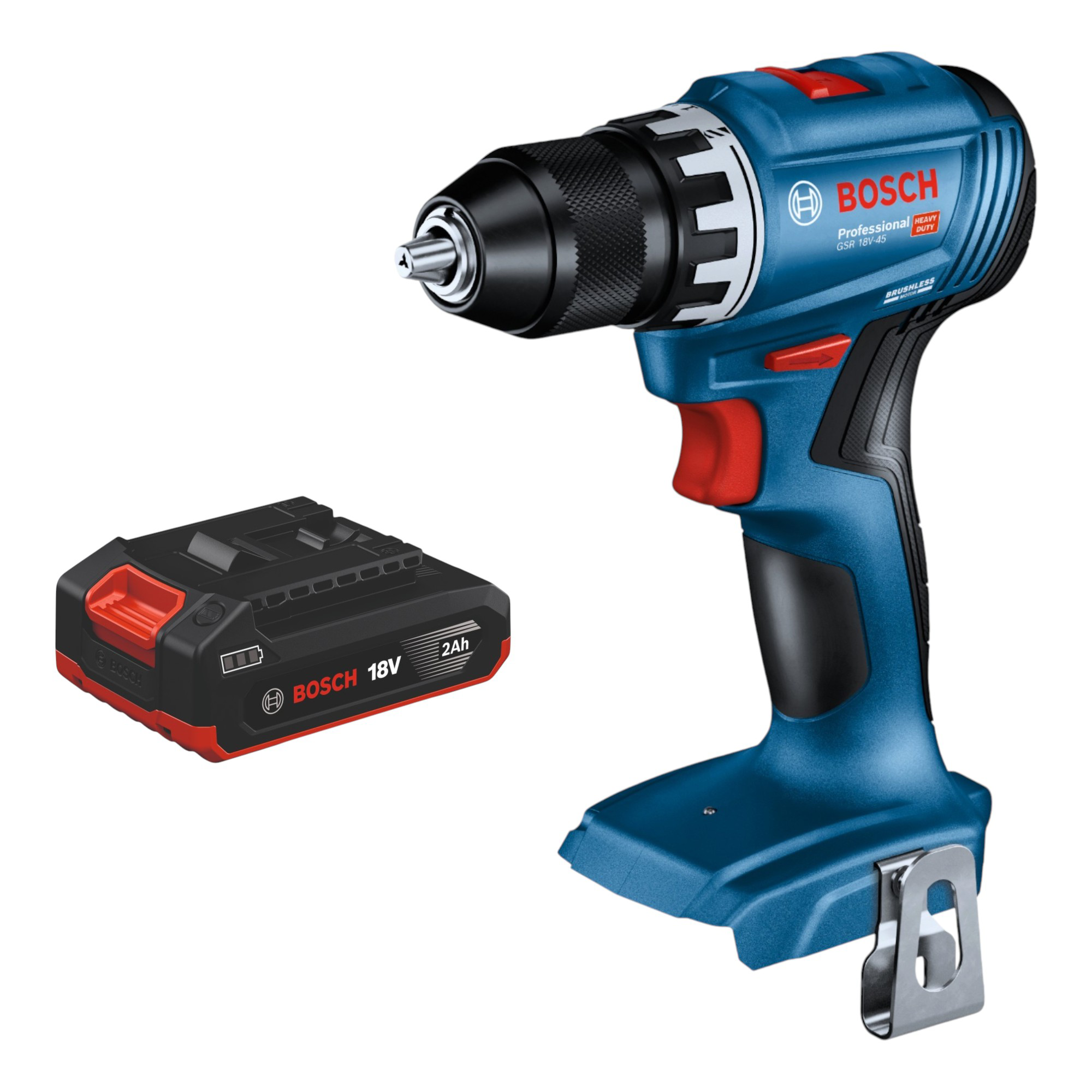 Bosch GSR 18V 45 Professional Akku Bohrschrauber 18 V 45 Nm Brushless 1x Akku 2 0 Ah ohne Ladegeraet 0 - toolbrothers