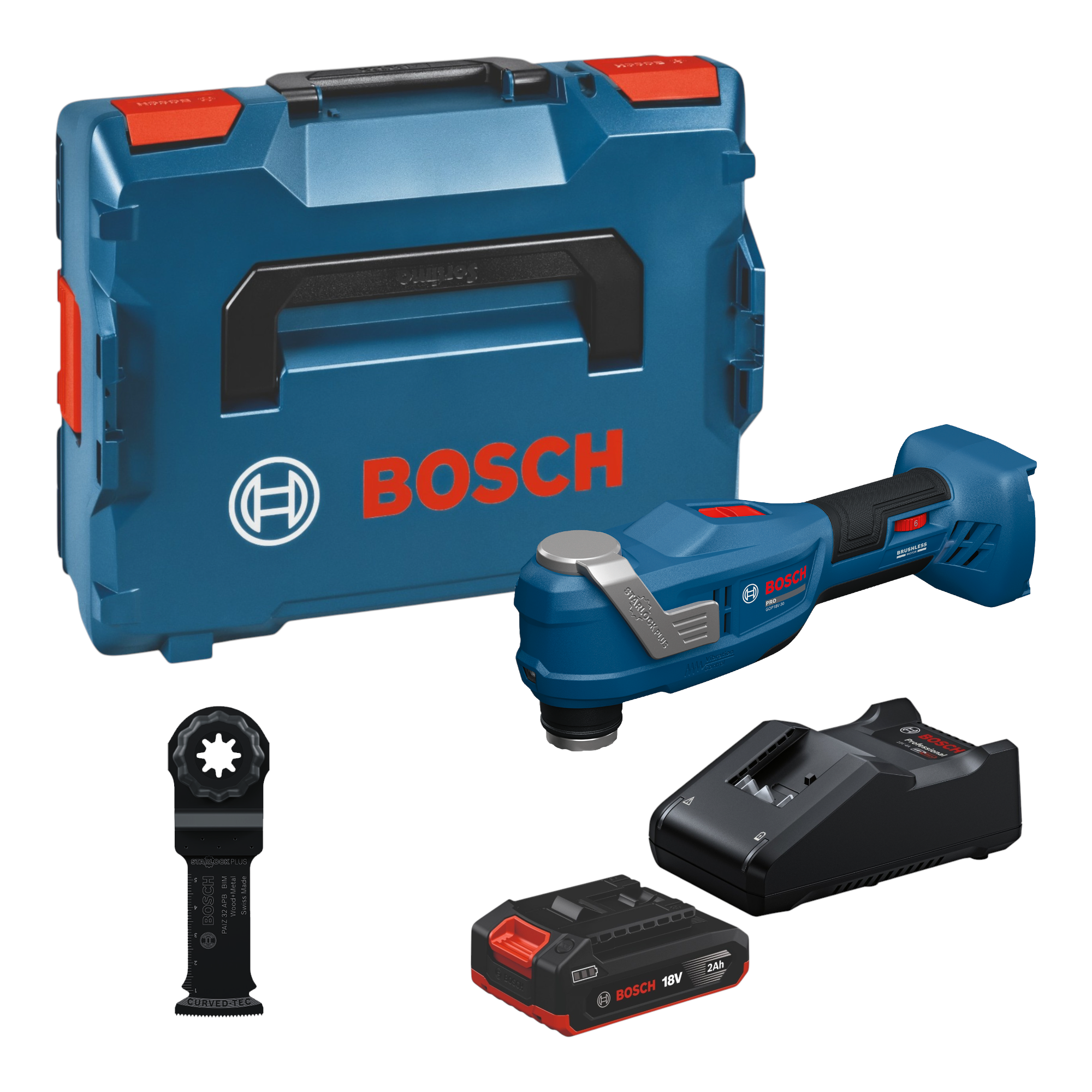 Bosch GOP 18V 30 Akku Multifunktionswerkzeug 18 V Starlock Plus Brushless 1x Akku 2 0 Ah Ladegeraet L Boxx 0 - toolbrothers